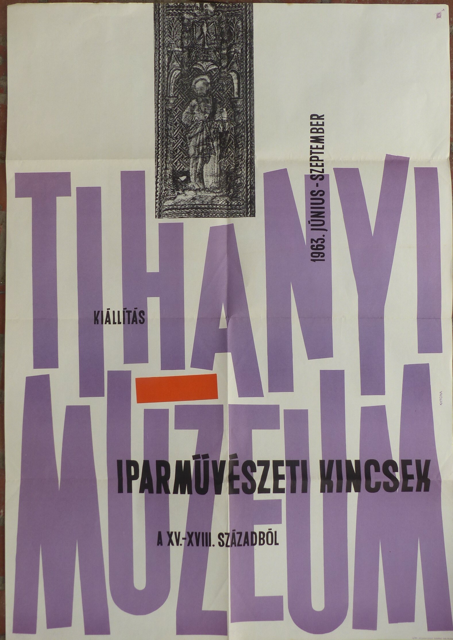 A tihanyi múzeum iparművészeti kiállításának plakátja 1963 (Tapolcai Városi Múzeum CC BY-NC-SA)