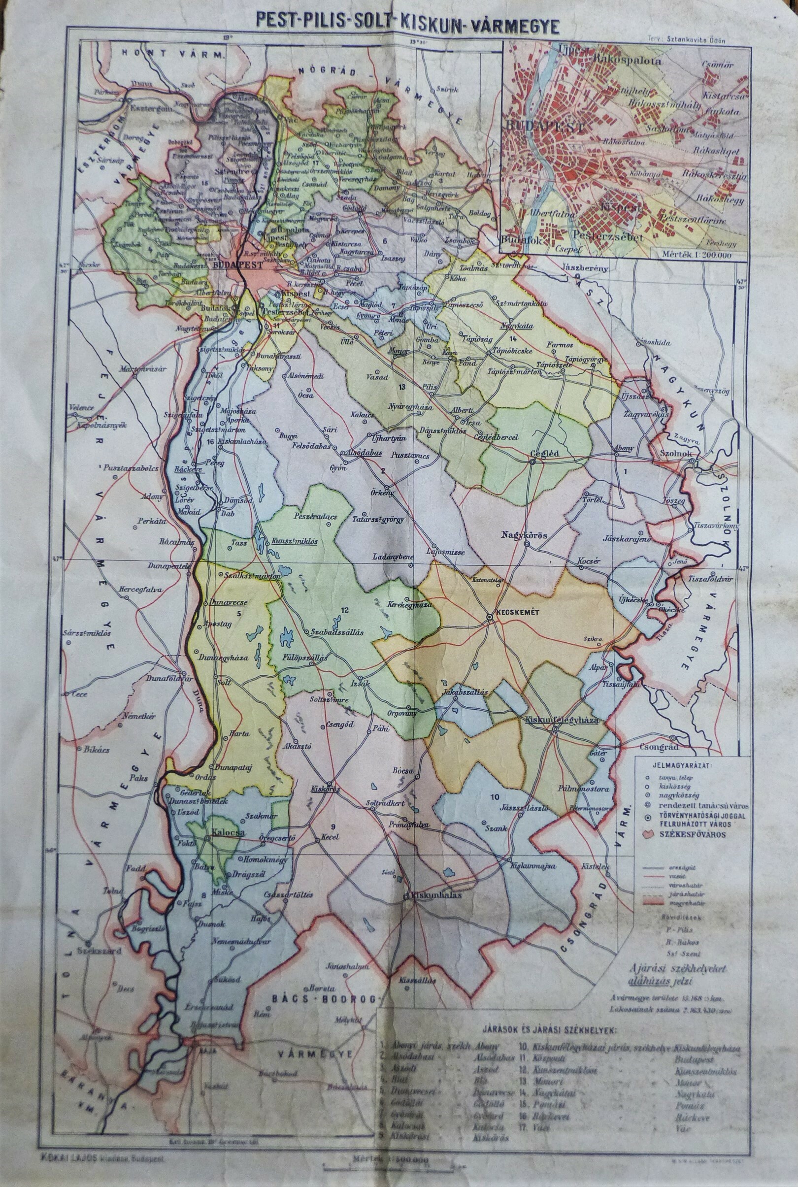 Pest-Pilis-Solt-Kiskun vármegye térképe (Tapolcai Városi Múzeum CC BY-NC-SA)