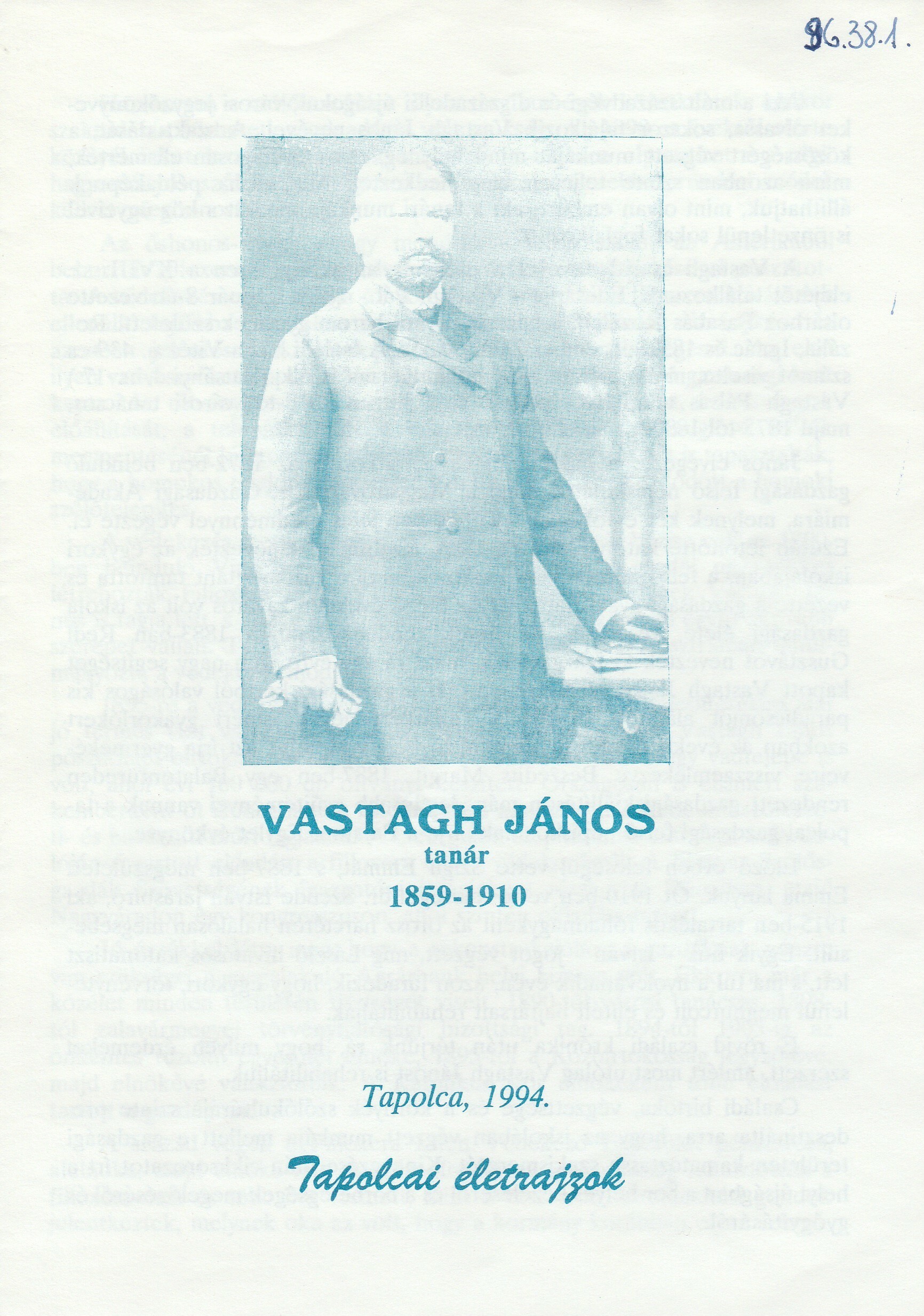 Vastagh János életrajza (Tapolcai Városi Múzeum CC BY-NC-SA)