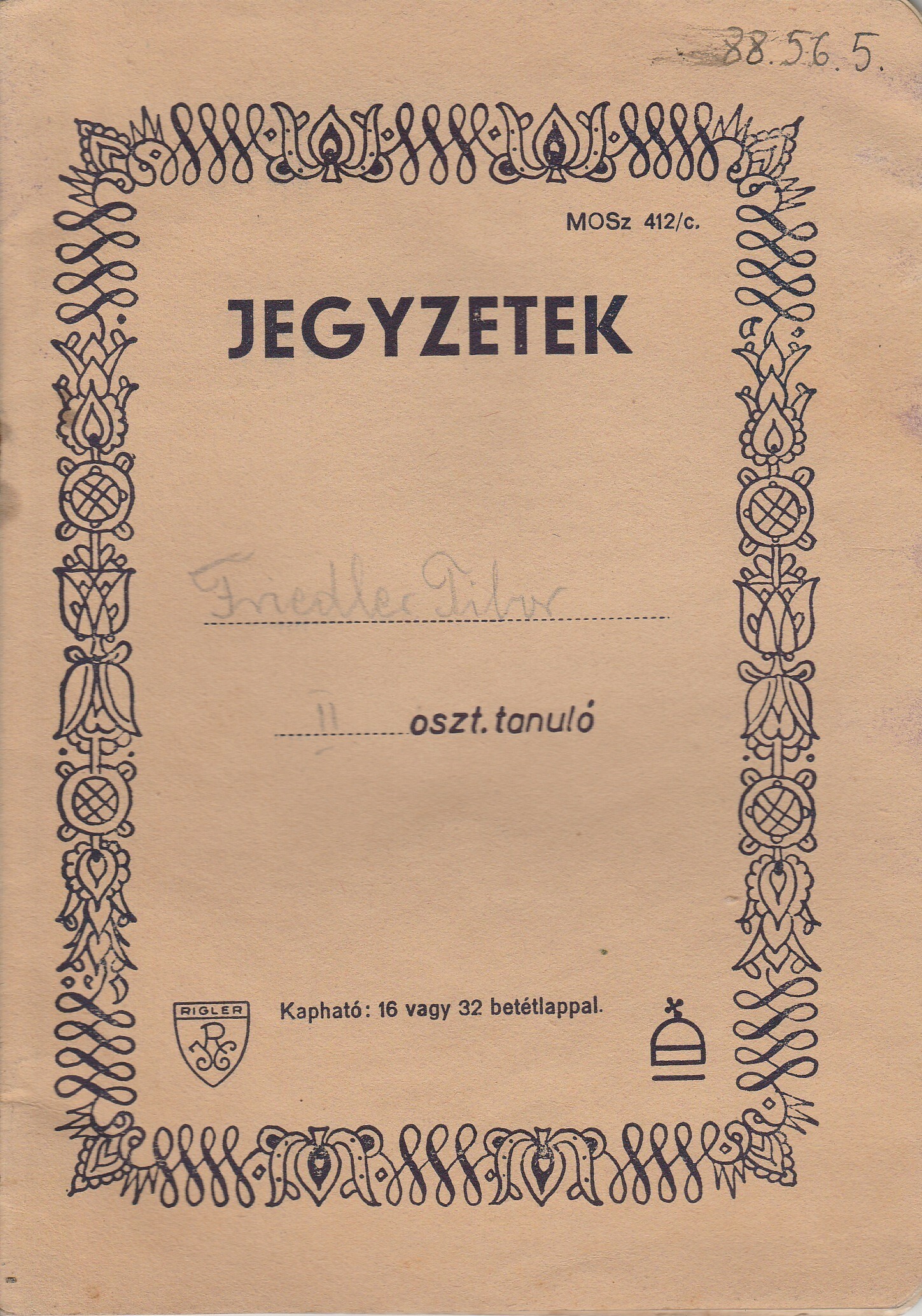 Friedler Tibor természetrajz füzete 1942-1943 (Tapolcai Városi Múzeum CC BY-NC-SA)