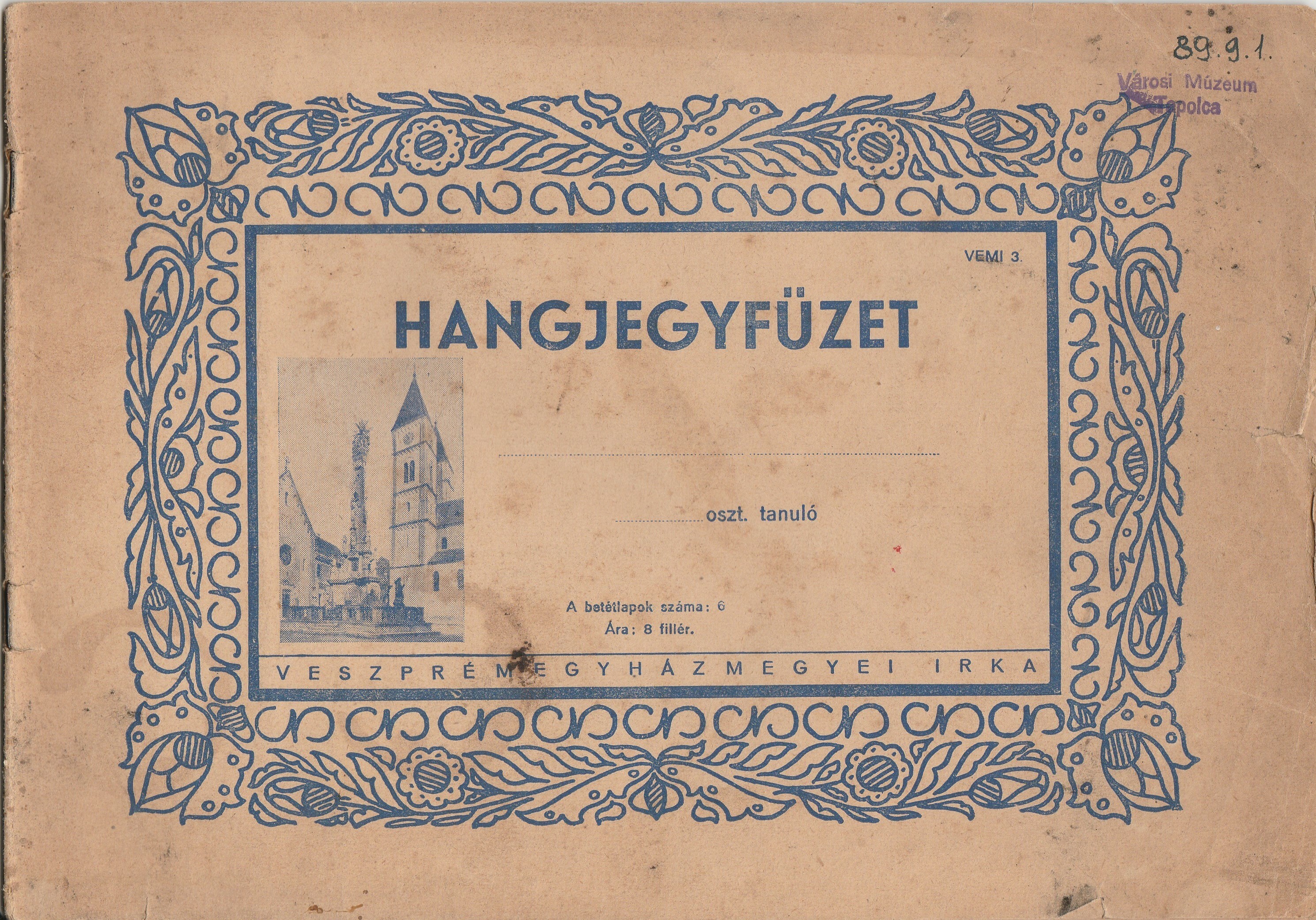 Hangjegyfüzet a veszprémi egyházmegye kiadásában (Tapolcai Városi Múzeum CC BY-NC-SA)