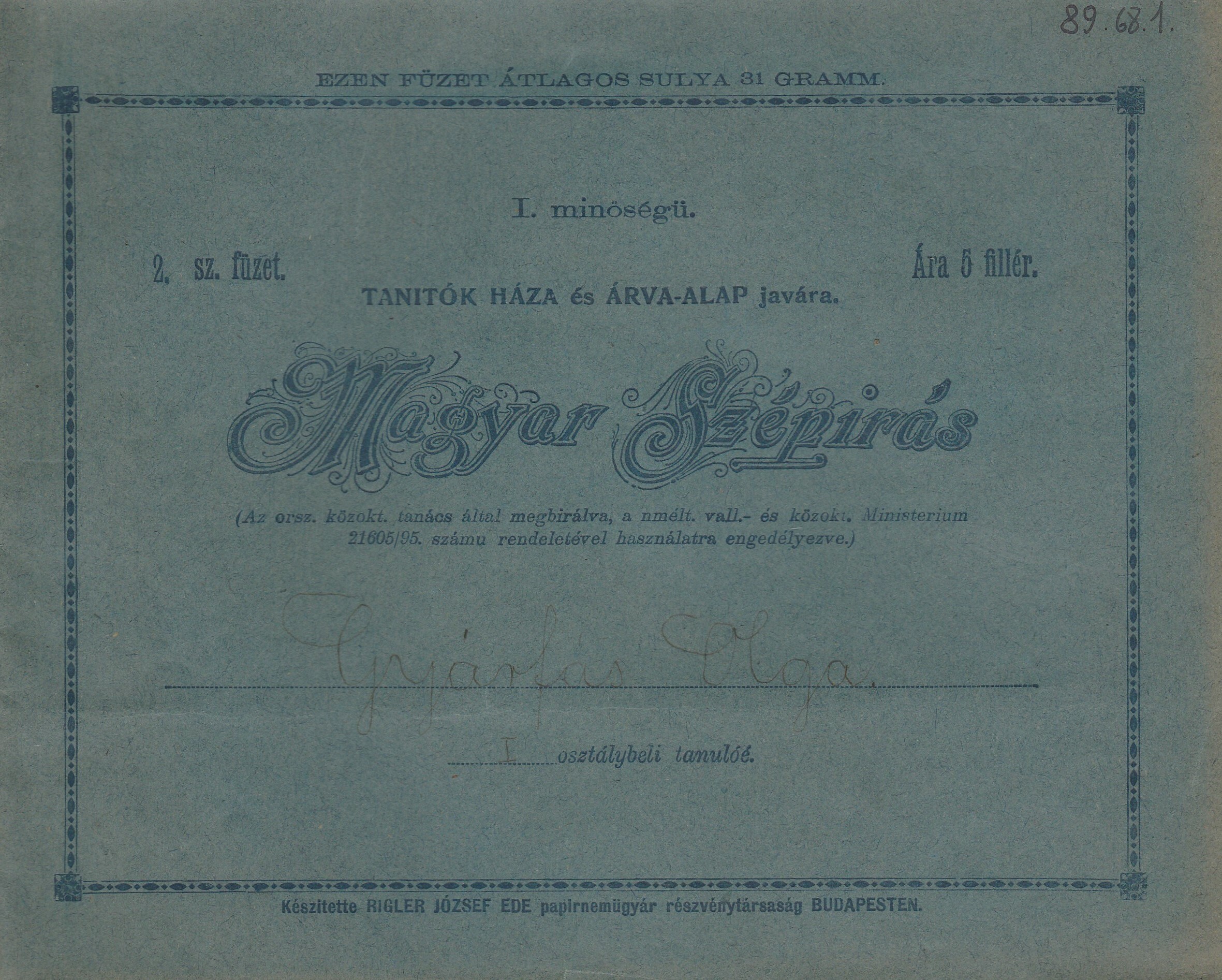 Magyar szépírás füzet (Tapolcai Városi Múzeum CC BY-NC-SA)