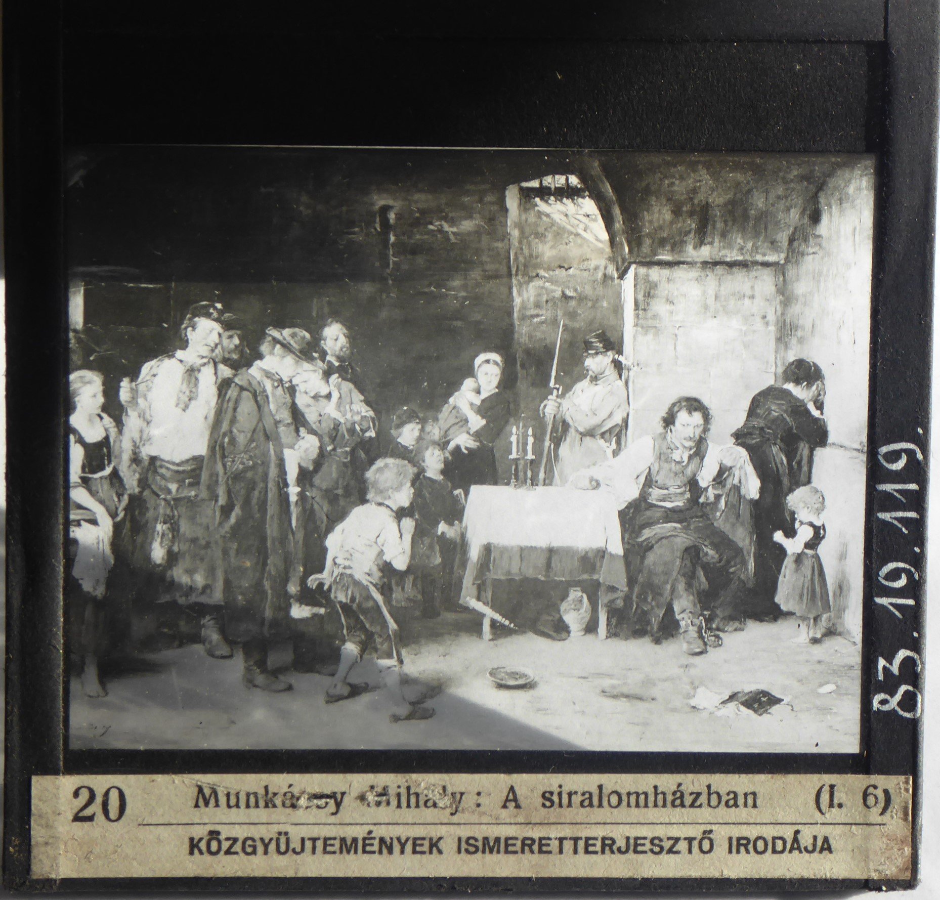 Munkácsy Siralomház című festményét ábrázoló üvegdia (Tapolcai Városi Múzeum CC BY-NC-SA)