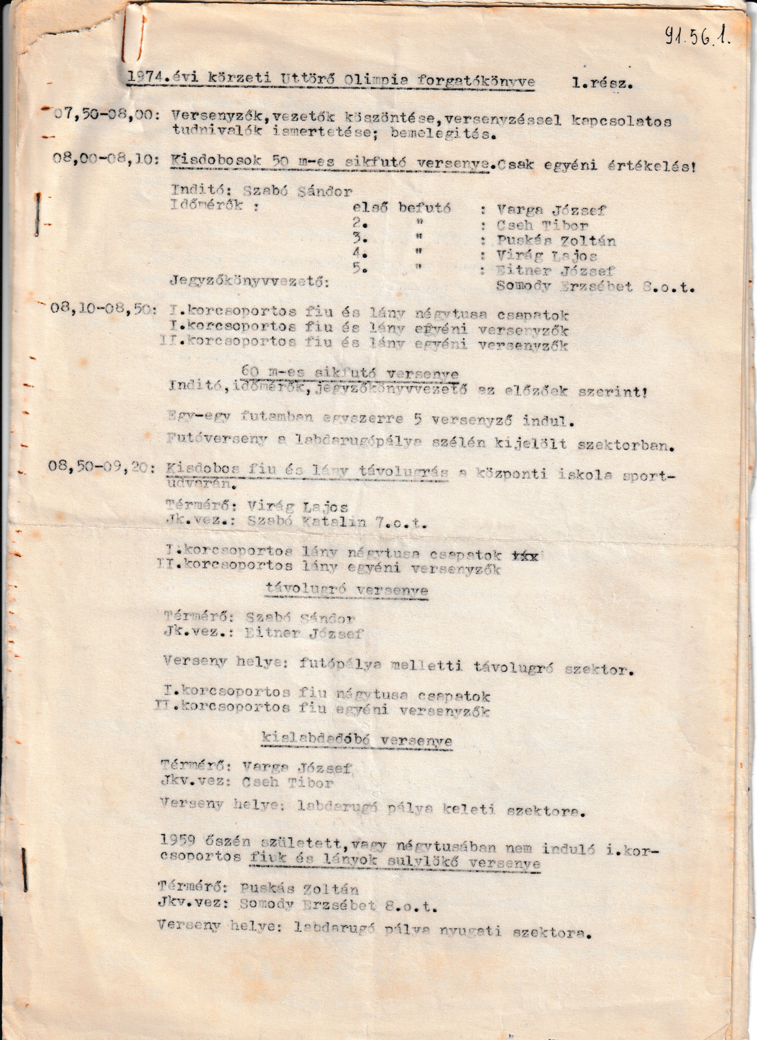 Úttörő sportversenyekkel kapcsolatos iratok 1973-1974 (Tapolcai Városi Múzeum CC BY-NC-SA)