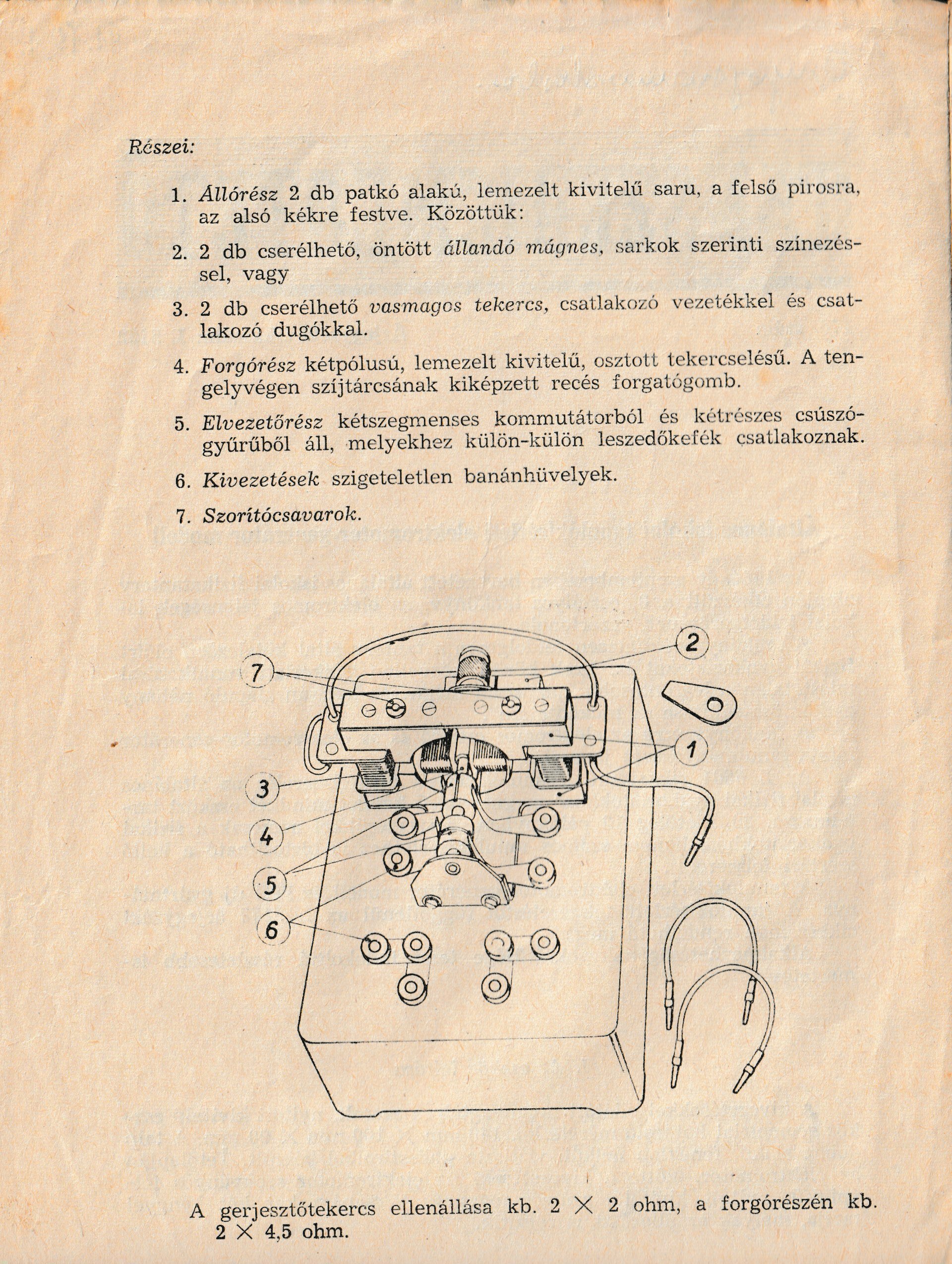Elektromotor-generátor tanszer-ismertetője (Tapolcai Városi Múzeum CC BY-NC-SA)