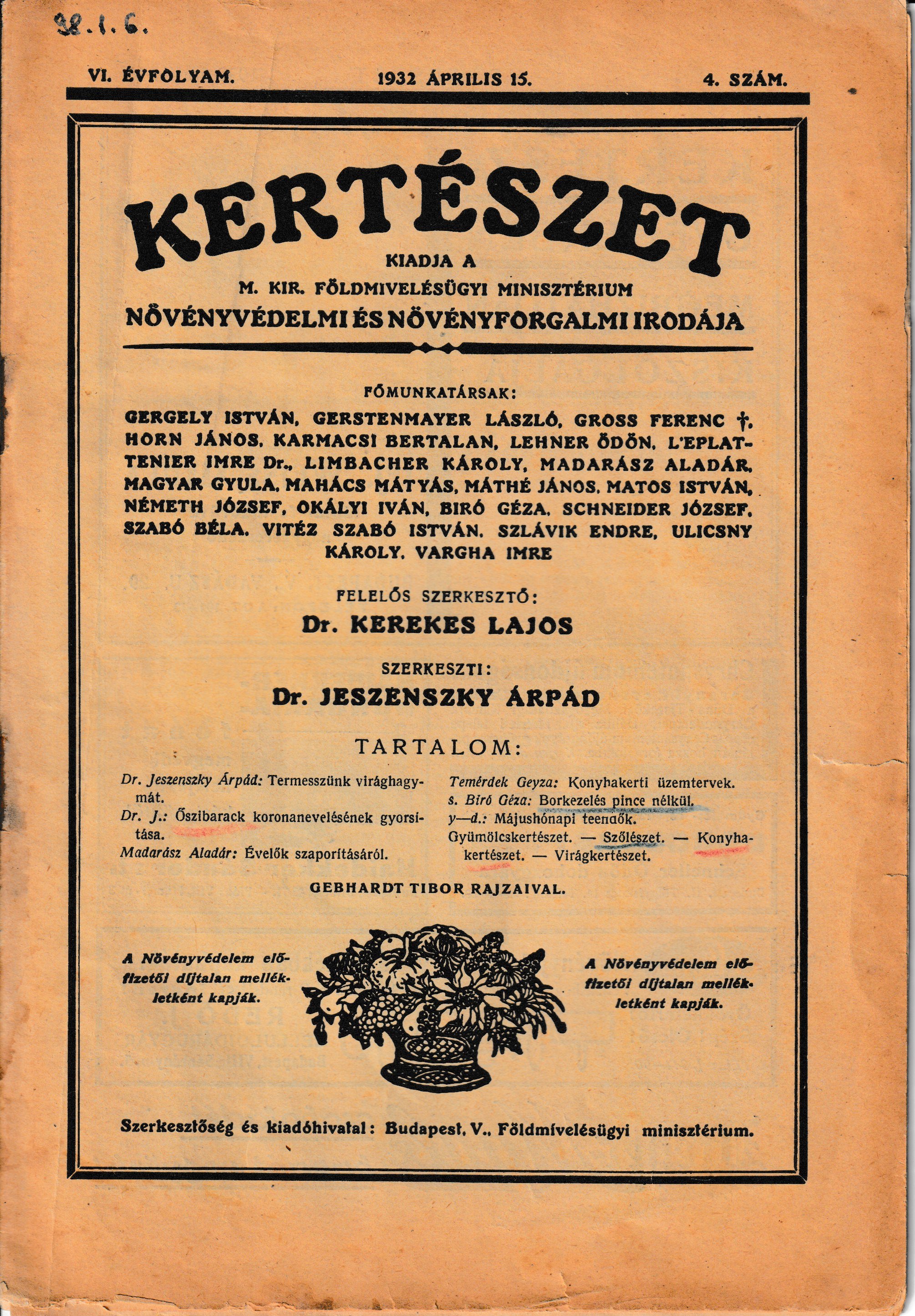 Kertészet folyóirat 1932/4. szám (Tapolcai Városi Múzeum CC BY-NC-SA)