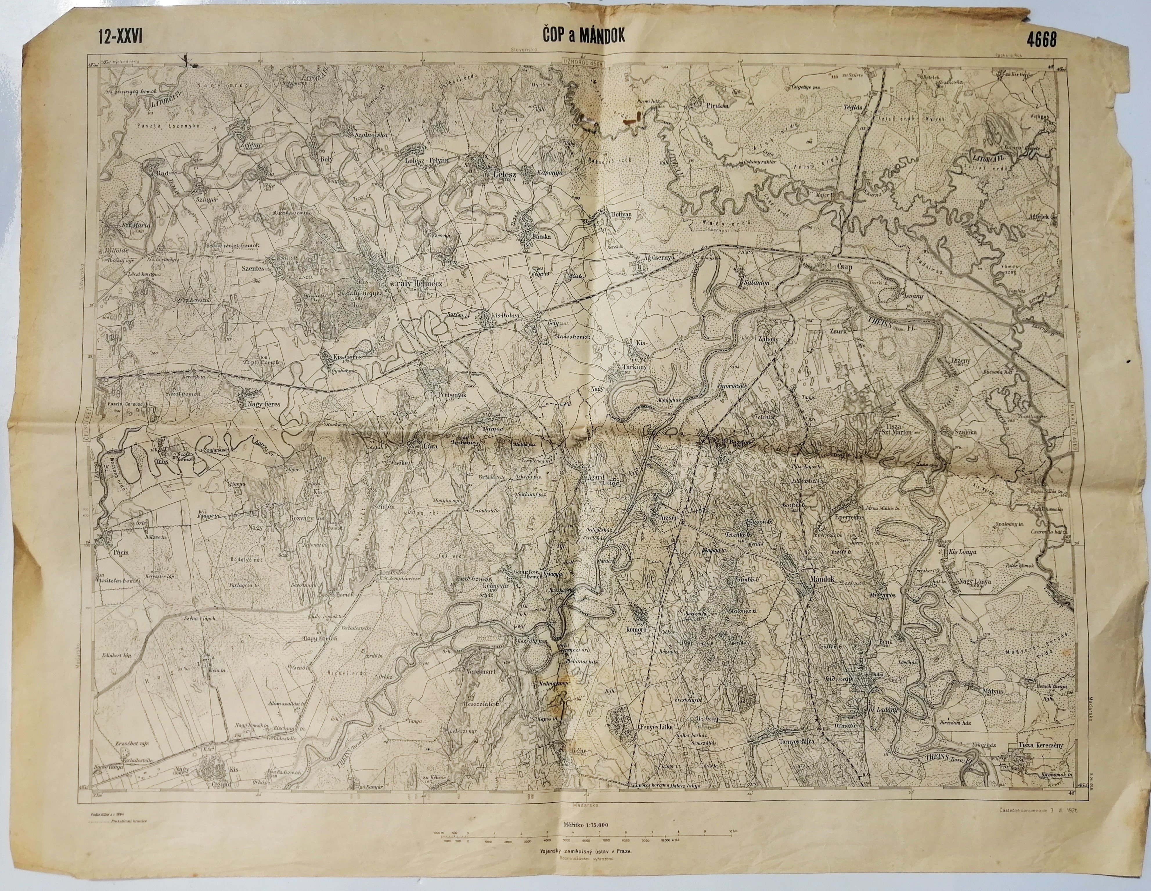Katonai térkép Kárpátaljáról. Csap és Mándok környéke (Tapolcai Városi Múzeum CC BY-NC-SA)