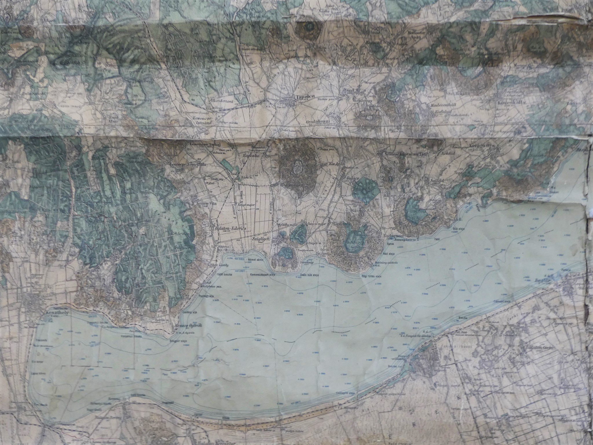 A Balaton tónak és környékének részletes térképe (Tapolcai Városi Múzeum CC BY-NC-SA)
