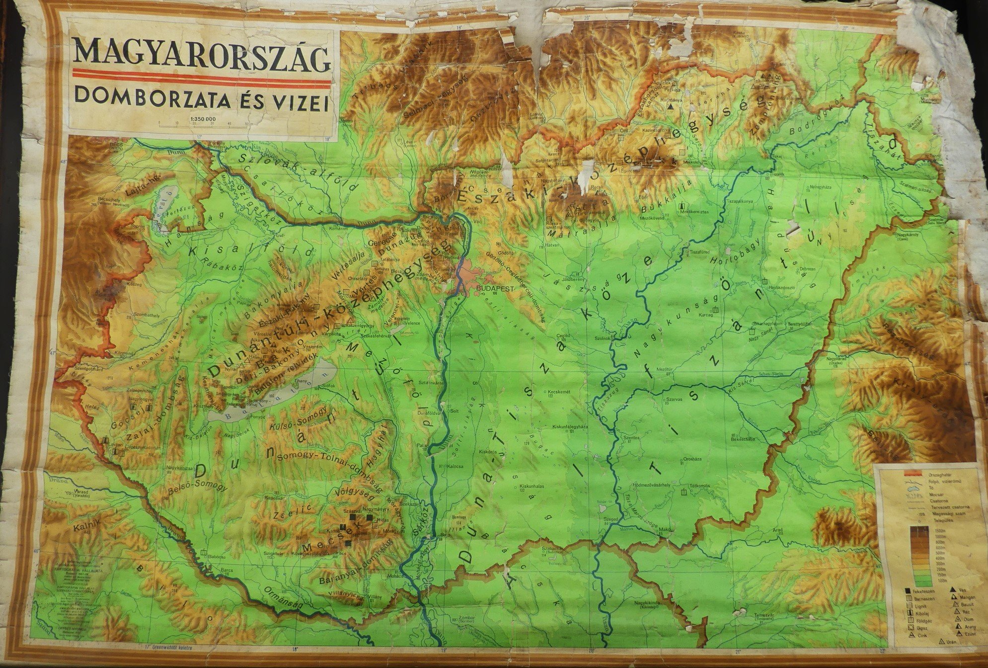 Magyarország domborzati térképe (Tapolcai Városi Múzeum CC BY-NC-SA)