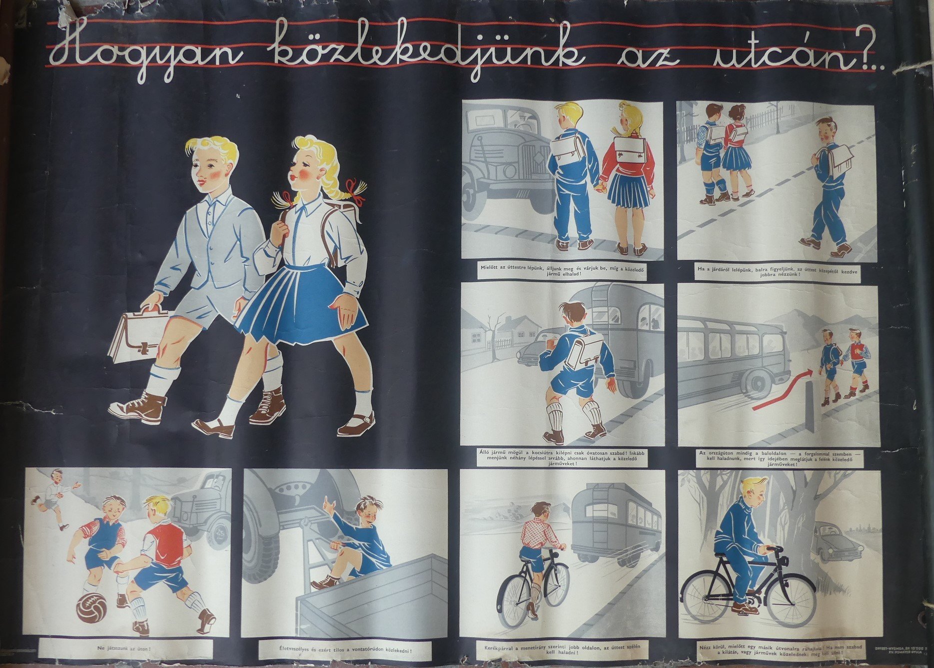 "Hogyan közlekedjünk az utcán?" című kép (Tapolcai Városi Múzeum CC BY-NC-SA)