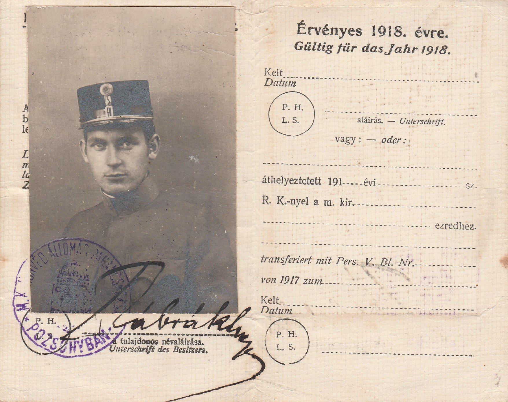 Dr. Zábrák Jenő azonossági igazolványa 1918 (Tapolcai Városi Múzeum CC BY-NC-SA)