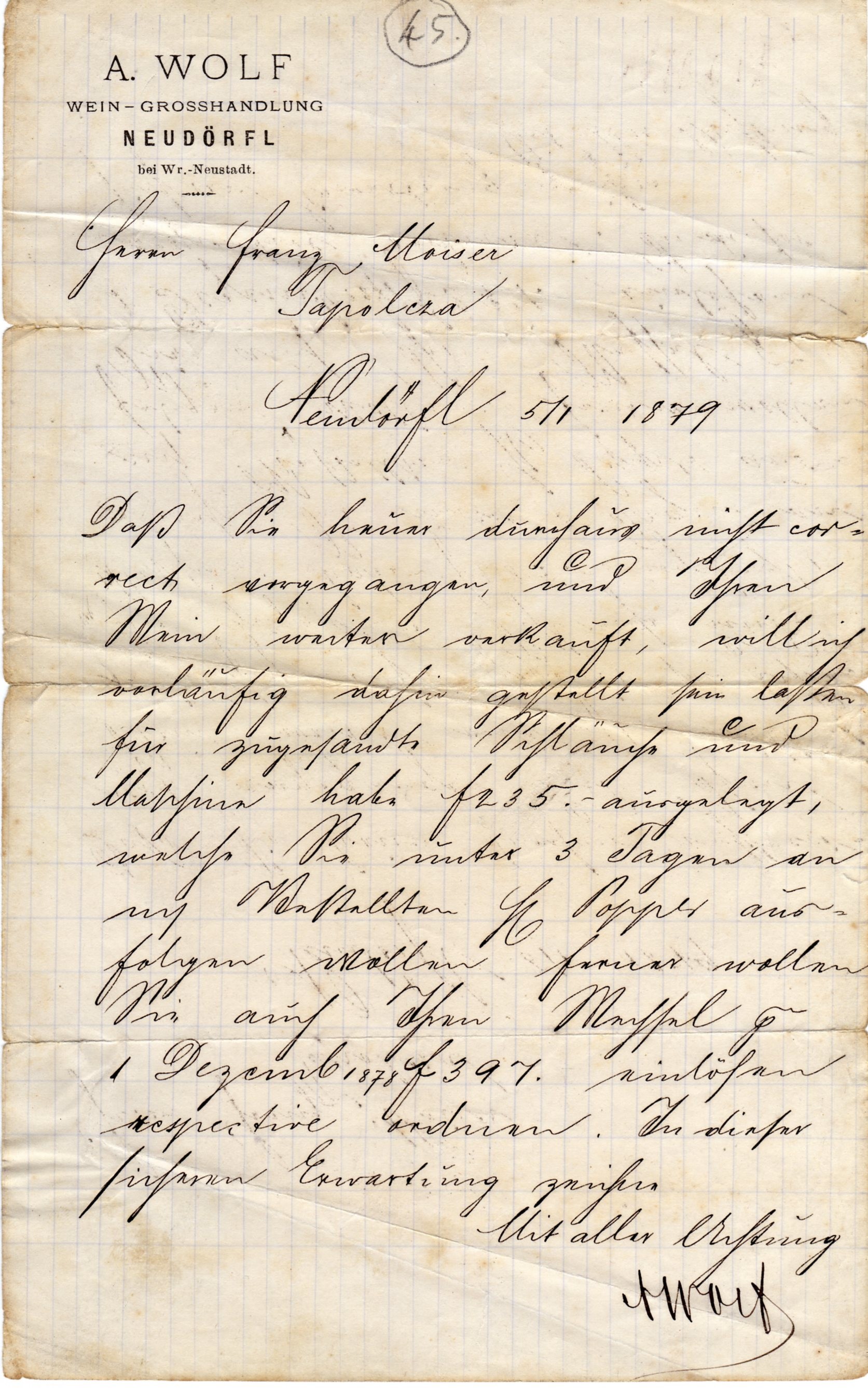 Üzleti levél (Tapolcai Városi Múzeum CC BY-NC-SA)
