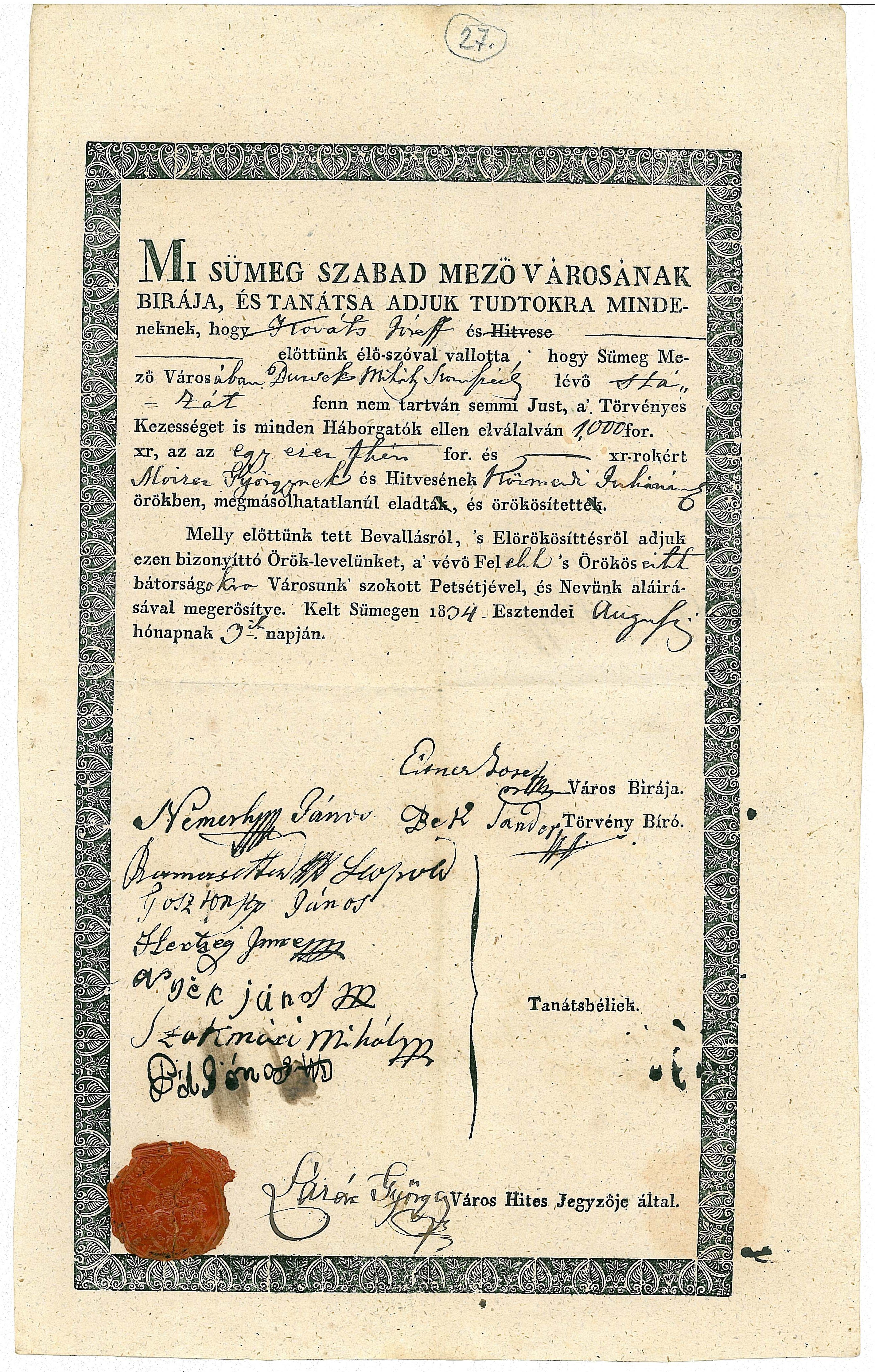 Adásvételi szerződés (Tapolcai Városi Múzeum CC BY-NC-SA)