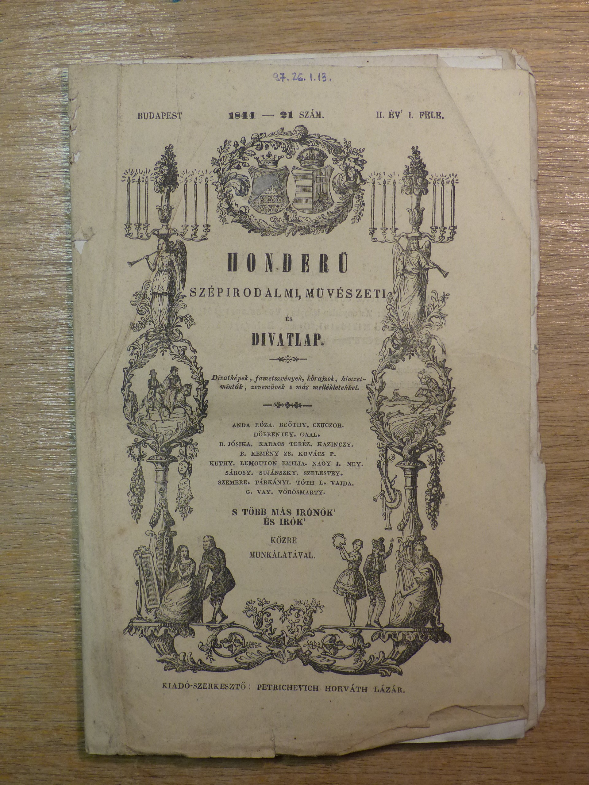 Honderű folyóirat 1844 (Tapolcai Városi Múzeum CC BY-NC-SA)