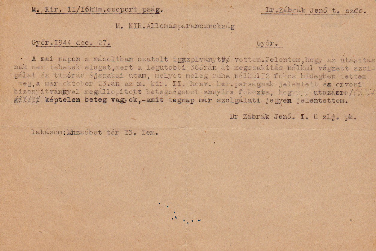 Katonai jelentéstétel 1944 (Tapolcai Városi Múzeum CC BY-NC-SA)