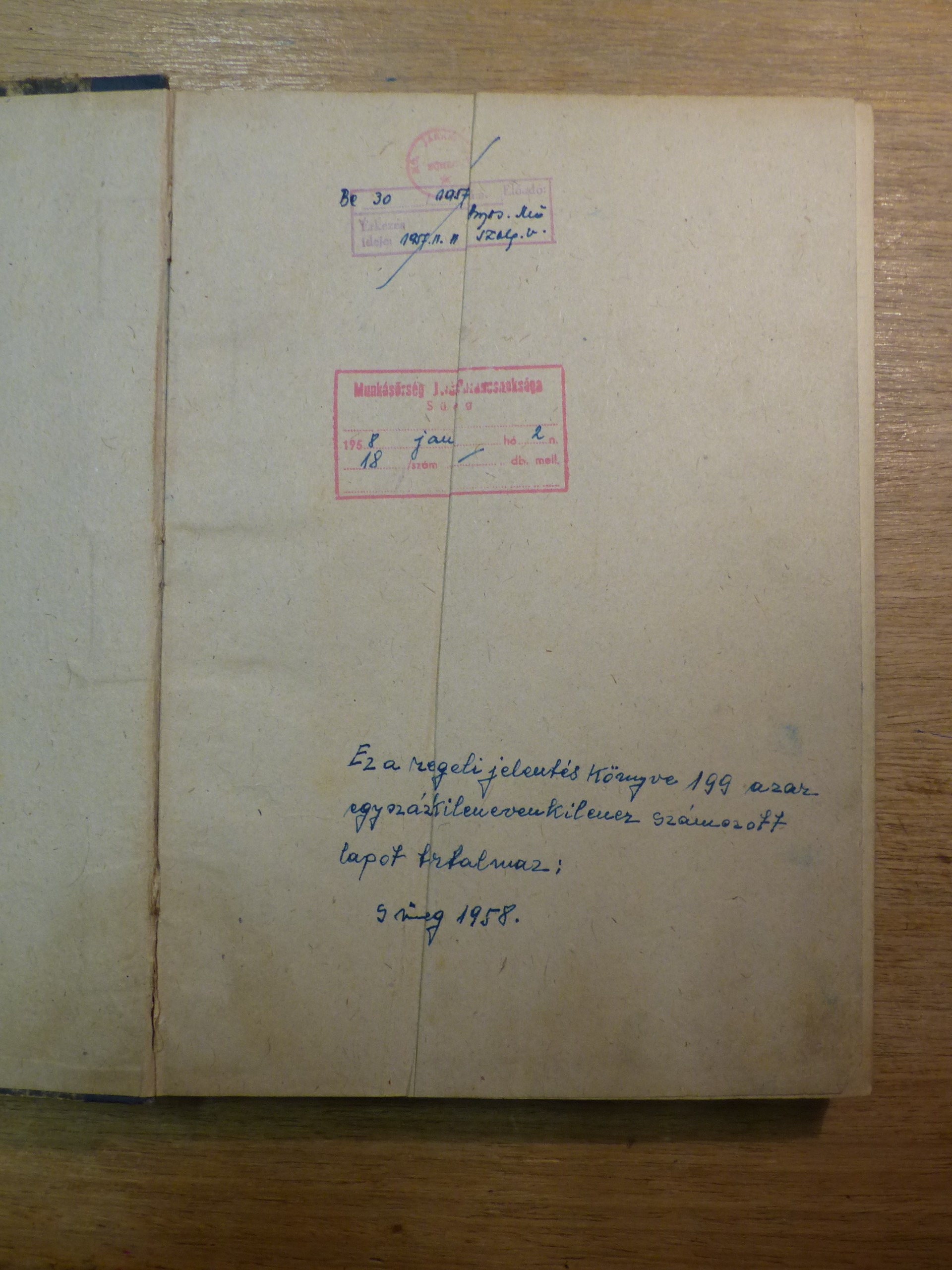 Munkásőr jelentéskönyv 1958 (Tapolcai Városi Múzeum CC BY-NC-SA)