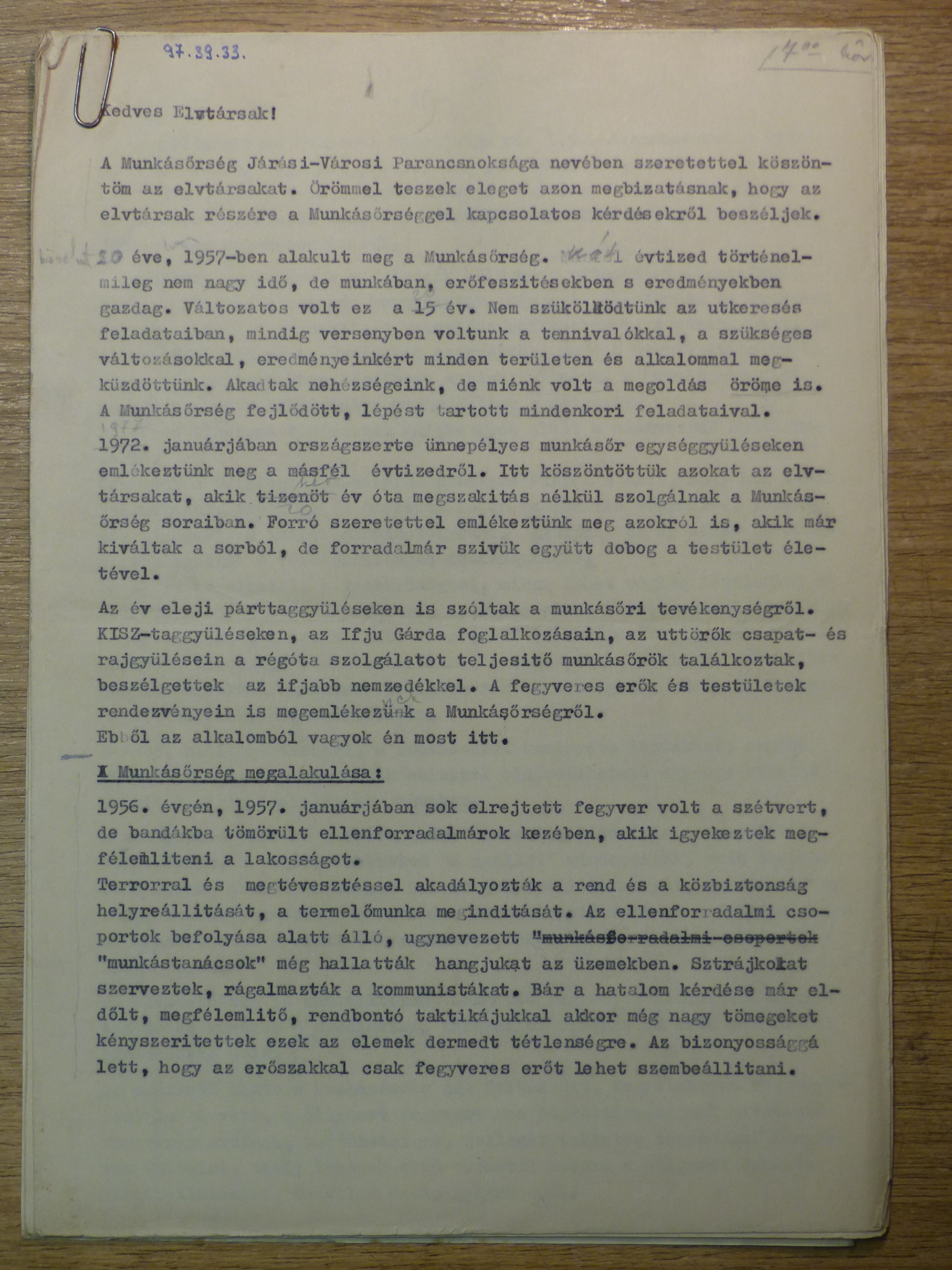 Munkásőrségi ünnepi beszéd 1977 (Tapolcai Városi Múzeum CC BY-NC-SA)