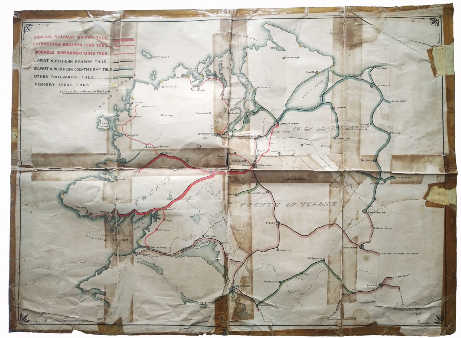 Donegal Railway Map, 1896 (Donegal Railway Heritage Center, Heike Thiele CC BY-NC-SA)