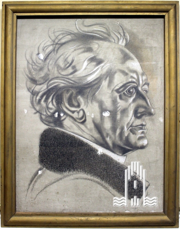 Bild von Goethe, eingefasst im Holzrahmen (Museum im Steintor CC BY-SA)