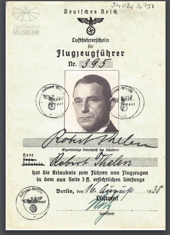 Luftfahrerschein Robert Thelen (Otto-Lilienthal-Museum CC BY-NC-SA)
