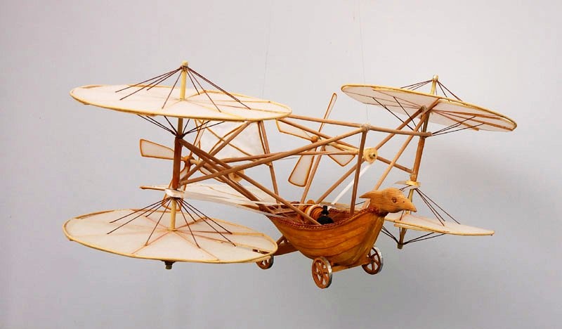 Der Flugwagen von Sir George Cayley (Modell) (Otto-Lilienthal-Museum CC BY-NC-SA)