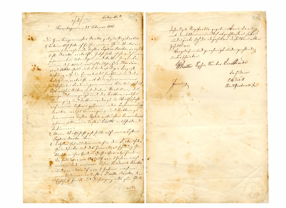 Protokoll über den Verkauf des Vermögens des Georg Johann Reuter (Fritz-Reuter-Literaturmuseum CC BY-NC-SA)