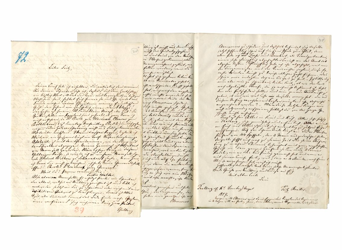 Brief von Fritz Reuter an Fritz Peters (Fritz-Reuter-Literaturmuseum CC BY-NC-SA)