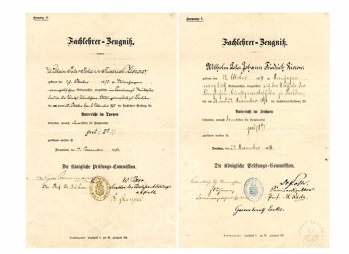 Persönliche Dokumente von Walter Zierow (Fritz-Reuter-Literaturmuseum CC BY-NC-SA)