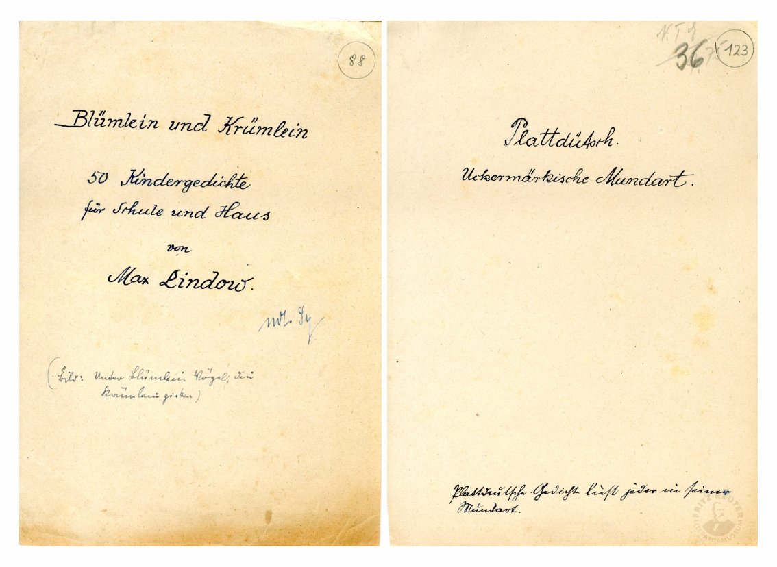 Blümlein und Krümlein (Fritz-Reuter-Literaturmuseum CC BY-NC-SA)