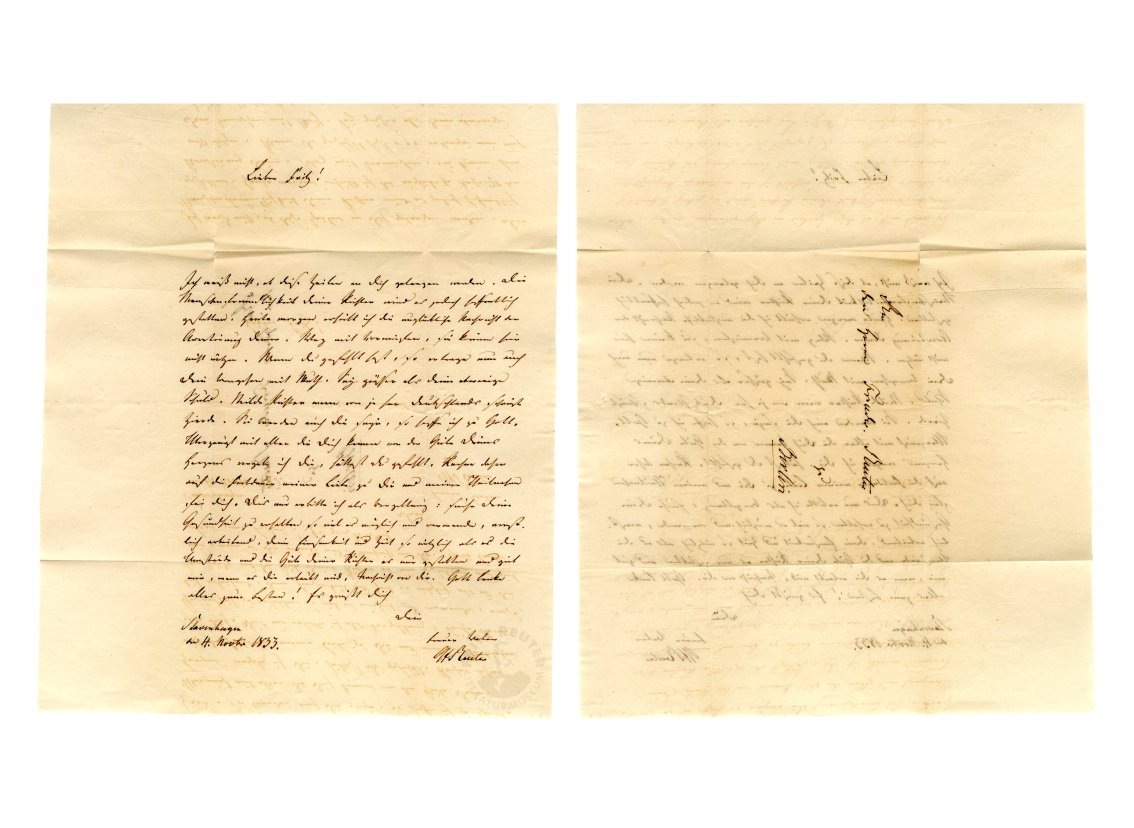 Brief Georg Johann Reuters an seinen Sohn Fritz Reuter (Fritz-Reuter-Literaturmuseum CC BY-NC-SA)