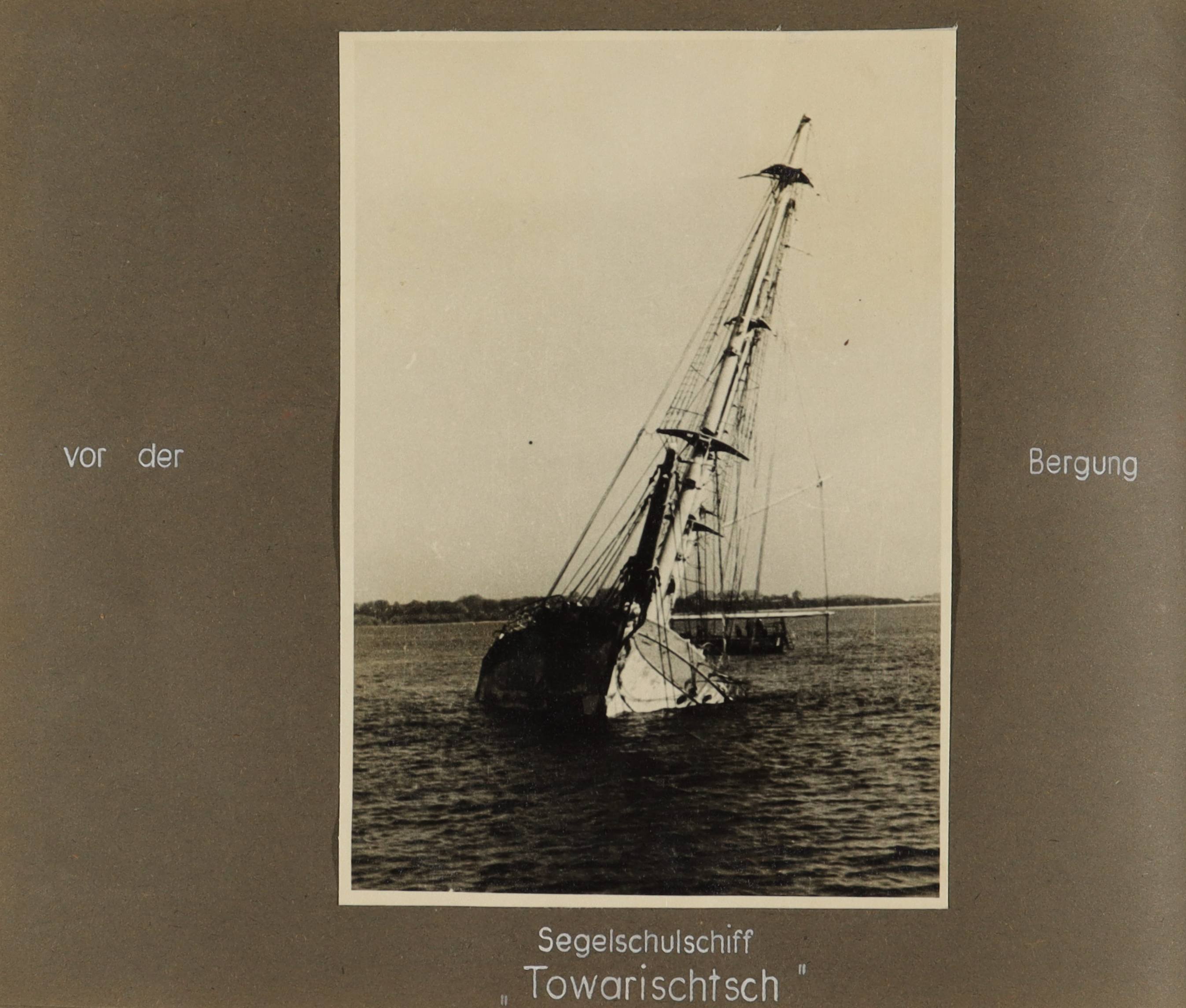 Das Segelschulschiff "Gorch Fock I" (die spätere "Towarischtsch") vor der Bergung (Schiffbau- und Schiffahrtsmuseum Rostock RR-F)
