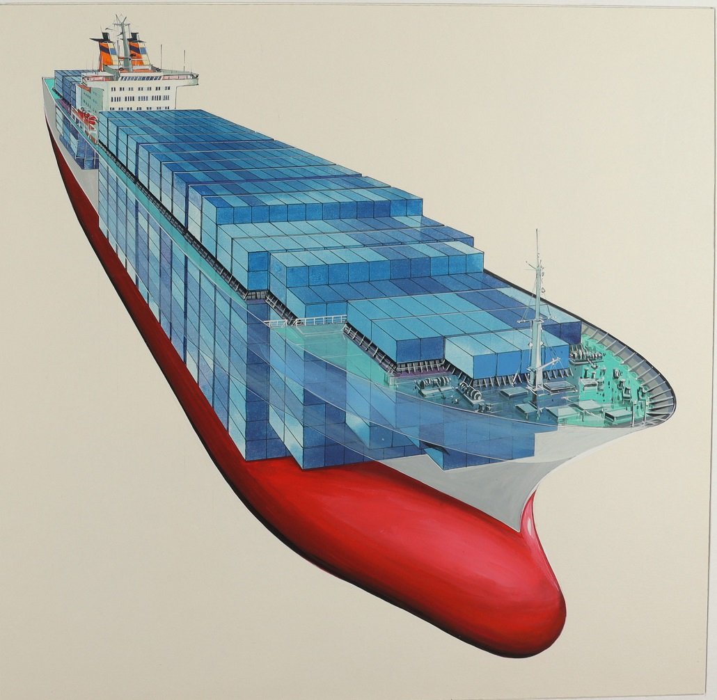 Großes Containerschiff der dritten Generation (Schiffbau- und Schiffahrtsmuseum Rostock RR-F)