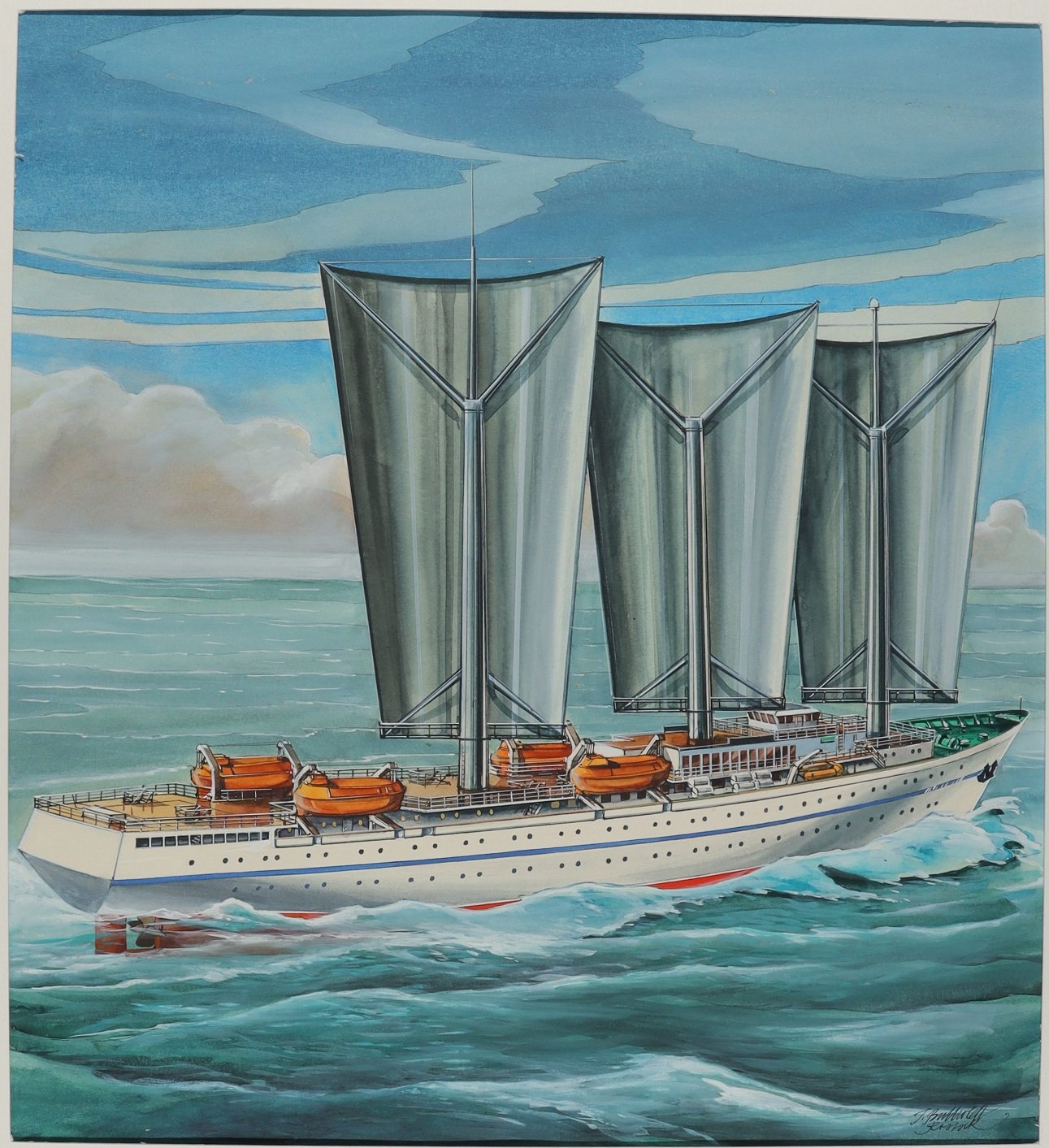 Passagierschiff mit Segeln (Schiffbau- und Schiffahrtsmuseum Rostock RR-F)