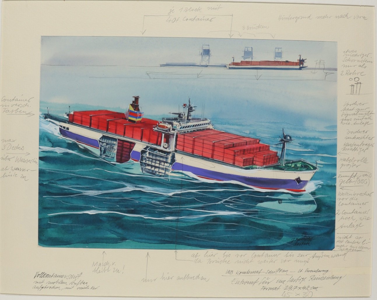 Vollcontainerschiff mit mobilem Aufbau (Schiffbau- und Schiffahrtsmuseum Rostock RR-F)