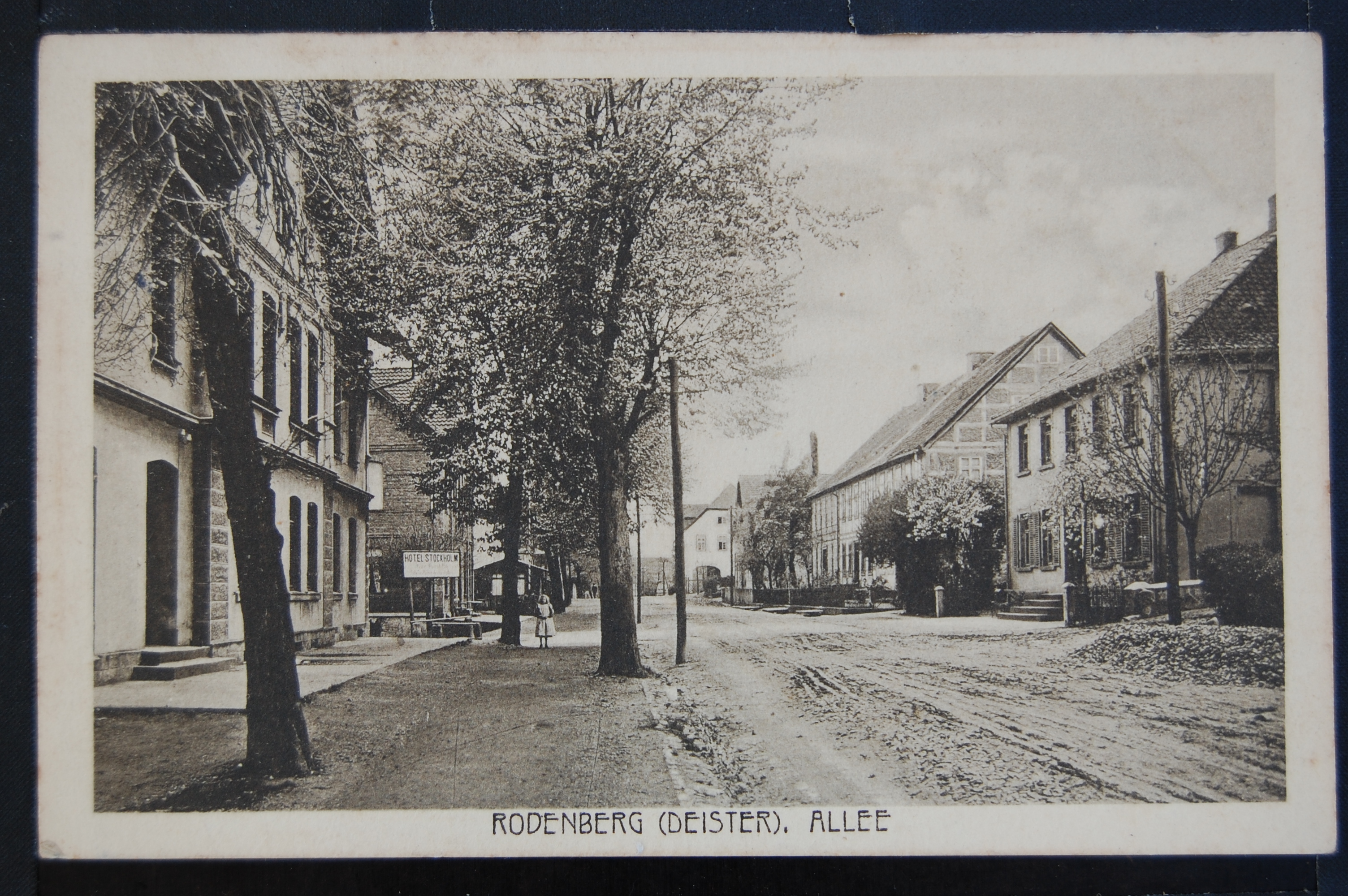 AK Rodenberg, Blick auf die Allee, schwarz-weiß Foto (Museumslandschaft Amt Rodenberg e.V. CC BY-NC-SA)