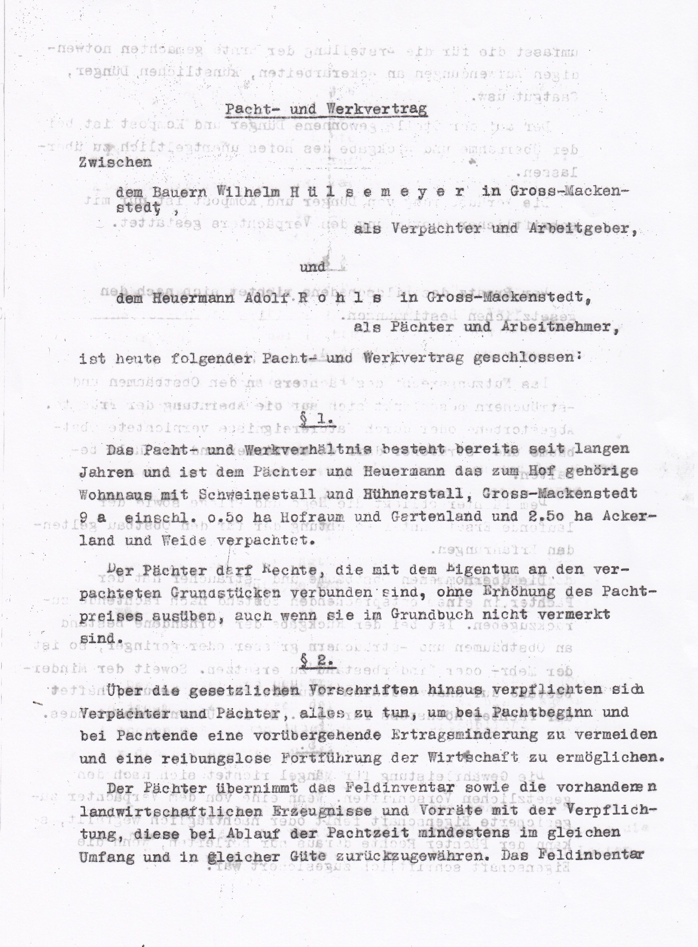 Häuslingsvertrag zwischen Bauer Hülsemeyer u. Häusling Rohls (Kreismuseum Syke CC BY-NC-SA)