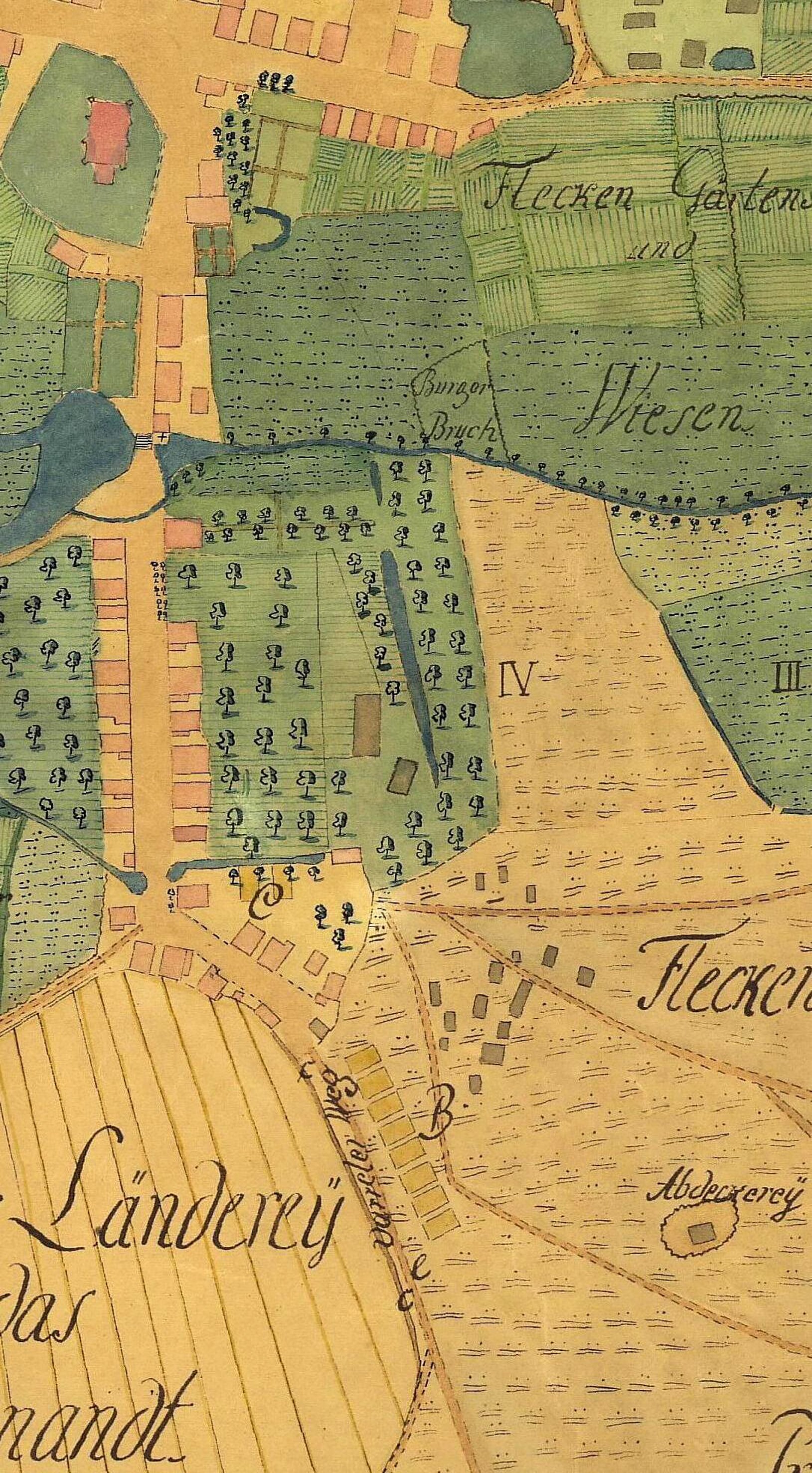 Topografischer Kartenausschnitt von 1776 (Kreismuseum Syke CC BY-NC-SA)