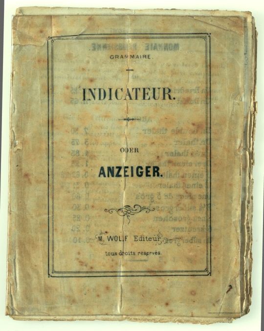 Buch: Grammaire-Indicateur oder Anzeiger (Titel) (Historisches Museum Hannover CC BY-NC-SA)