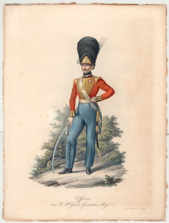 Lithographie: Offizier des Garde-Grenadier-Regiments, vor 1830 (Historisches Museum Hannover CC BY-NC-SA)