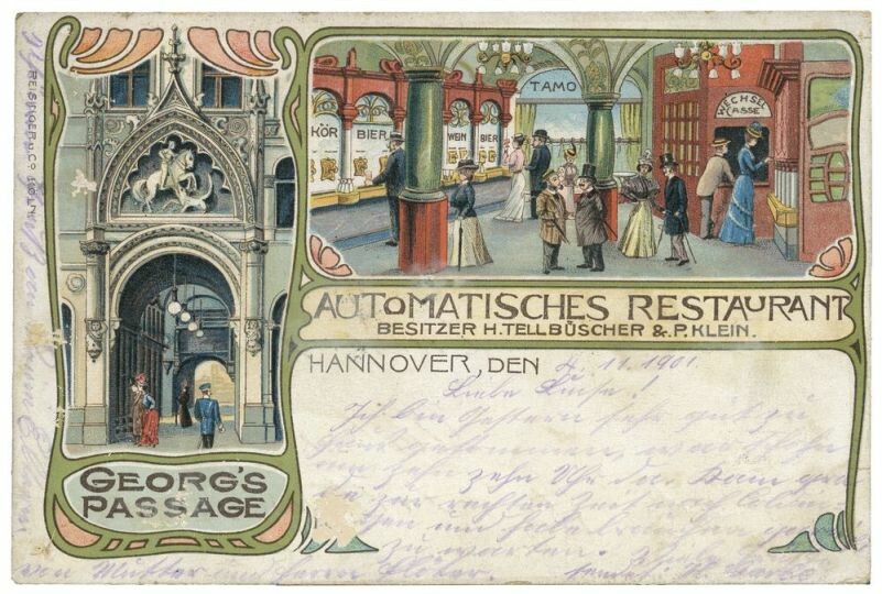 Postkarte Automatisches Restaurant (Historisches Museum Hannover CC BY-NC-SA)