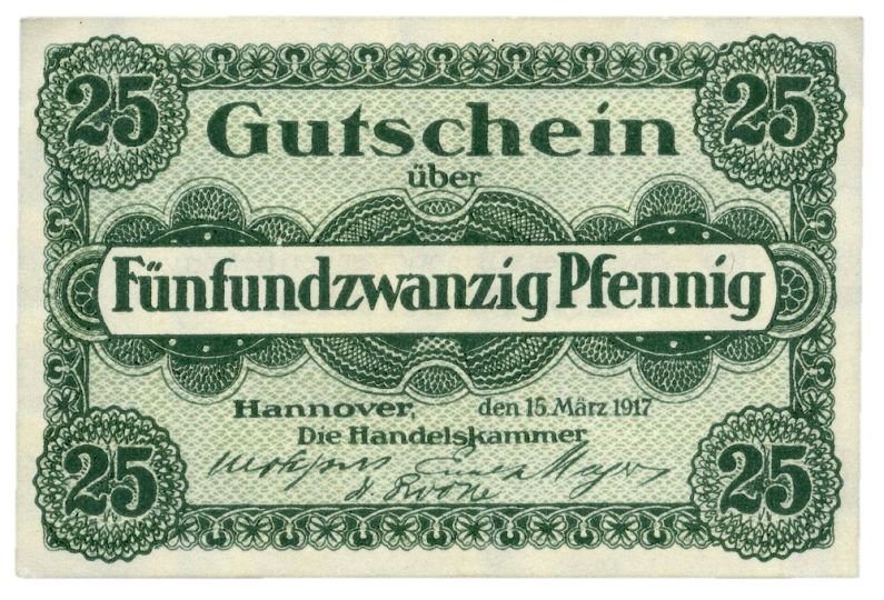 Notgeldschein: Handelskammer Hannover, 25 Pfennig (Historisches Museum Hannover CC BY-NC-SA)