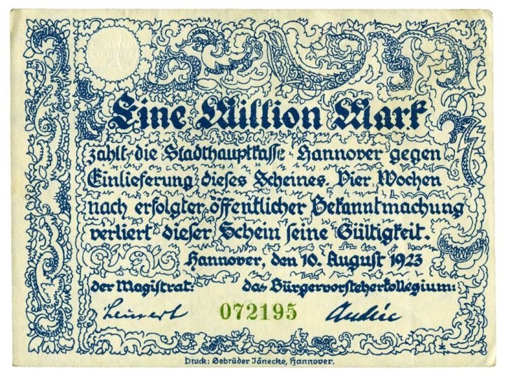 Notgeldschein: Stadt Hannover, 1 Million Mark (Historisches Museum Hannover CC BY-NC-SA)