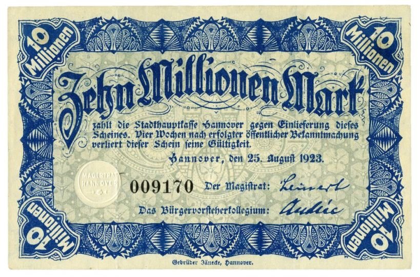 Notgeldschein: Stadt Hannover, 10 Millionen Mark (Historisches Museum Hannover CC BY-NC-SA)