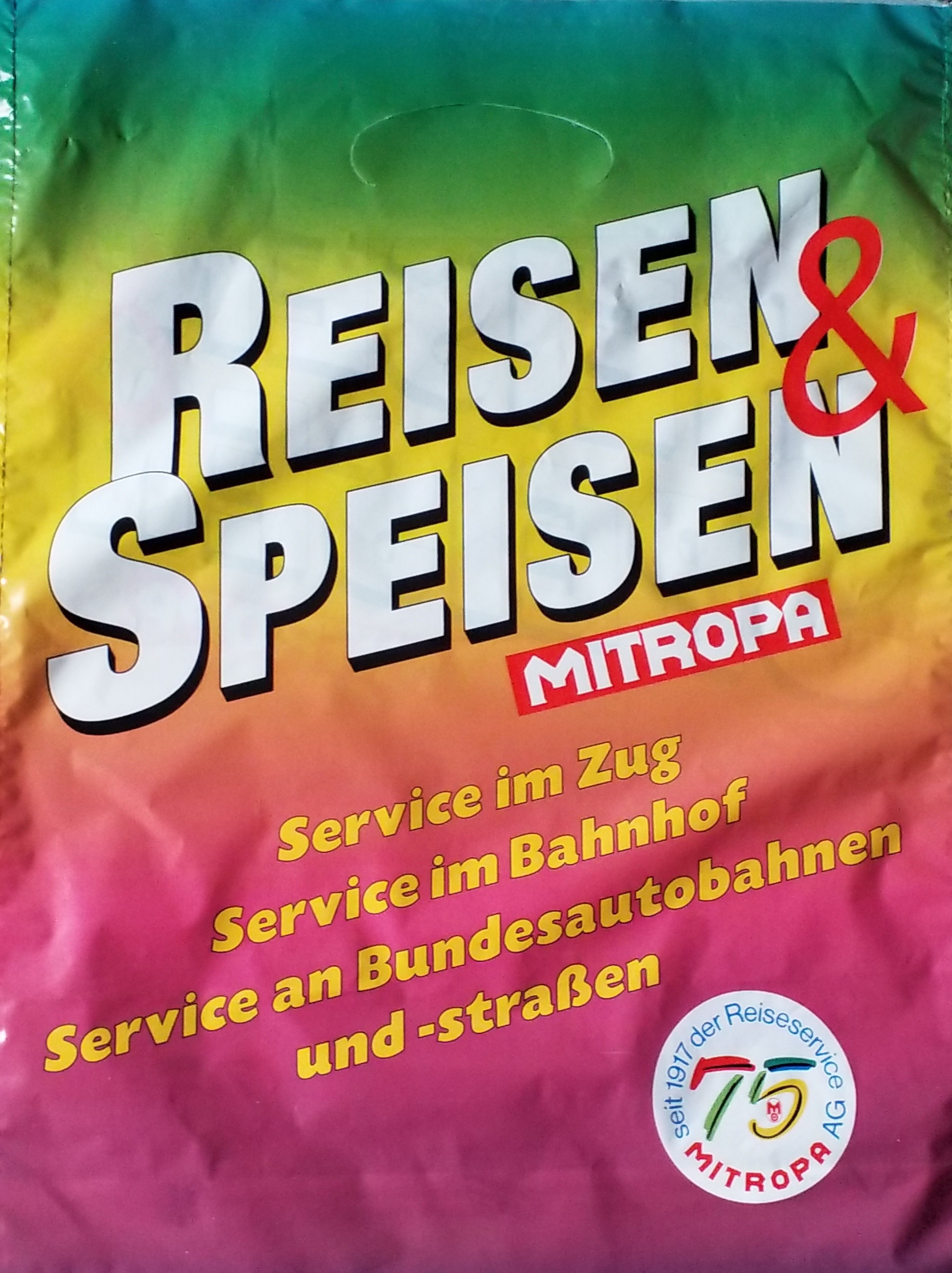 Plastiktüte "Reisen & Speisen 75Jahre MITROPA" (Mobile Welten e.V. CC BY-SA)