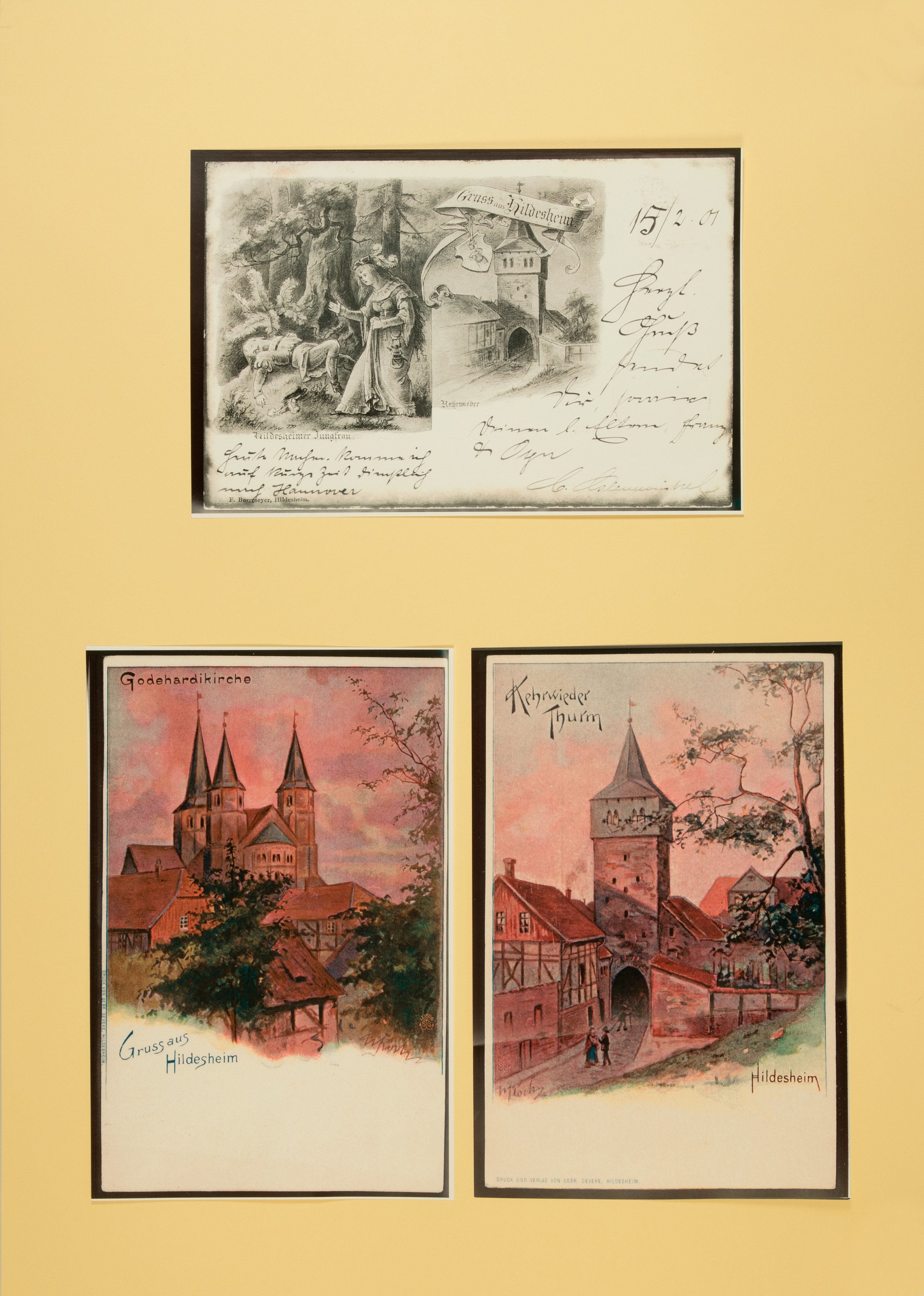 Wandbild mit Grußkarten von der Stadt Hildesheim (Stiftung Schulmuseum der Universität Hildesheim CC BY-SA)