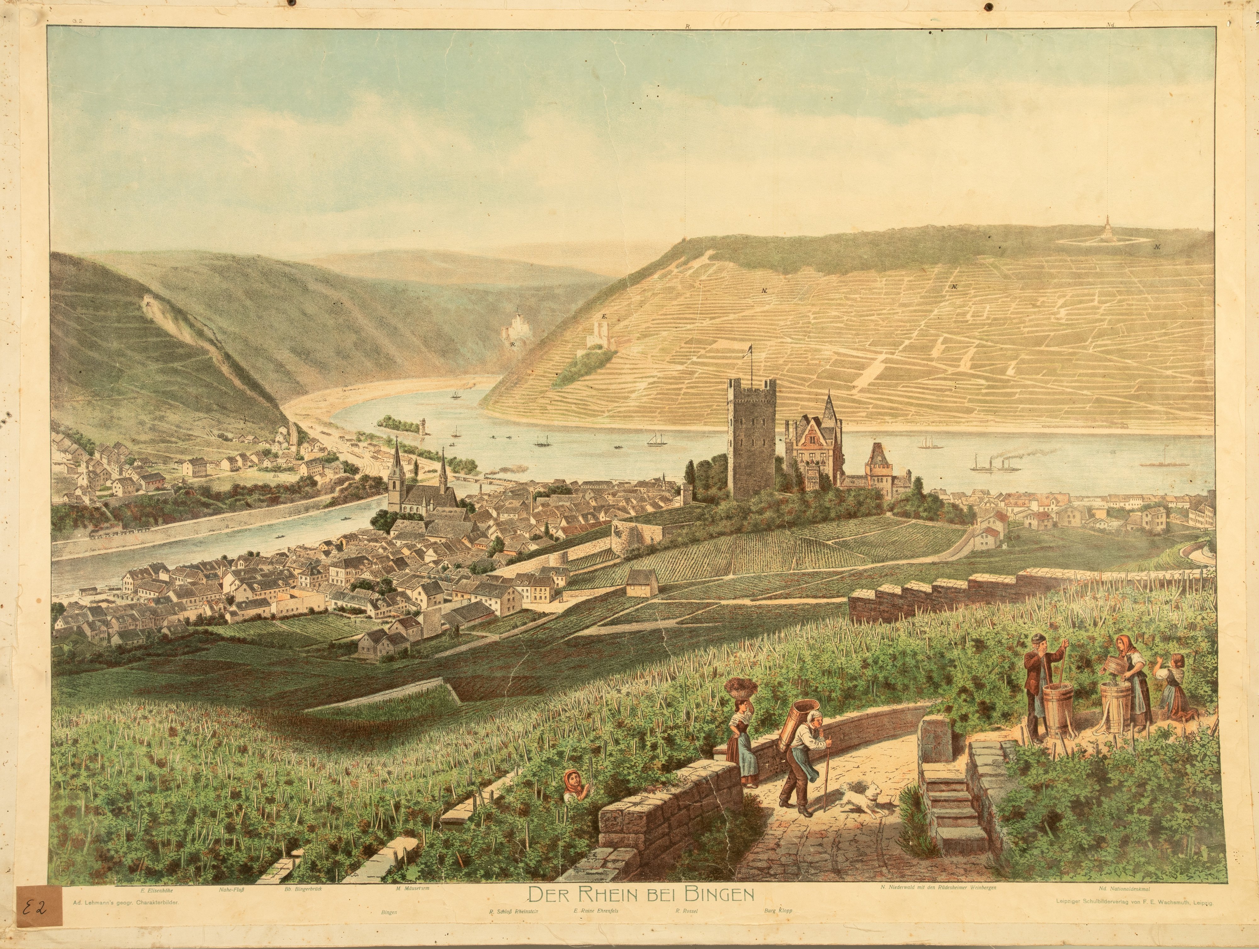 Darstellung vom Rhein bei Bingen (Stiftung Schulmuseum der Universität Hildesheim CC BY-SA)