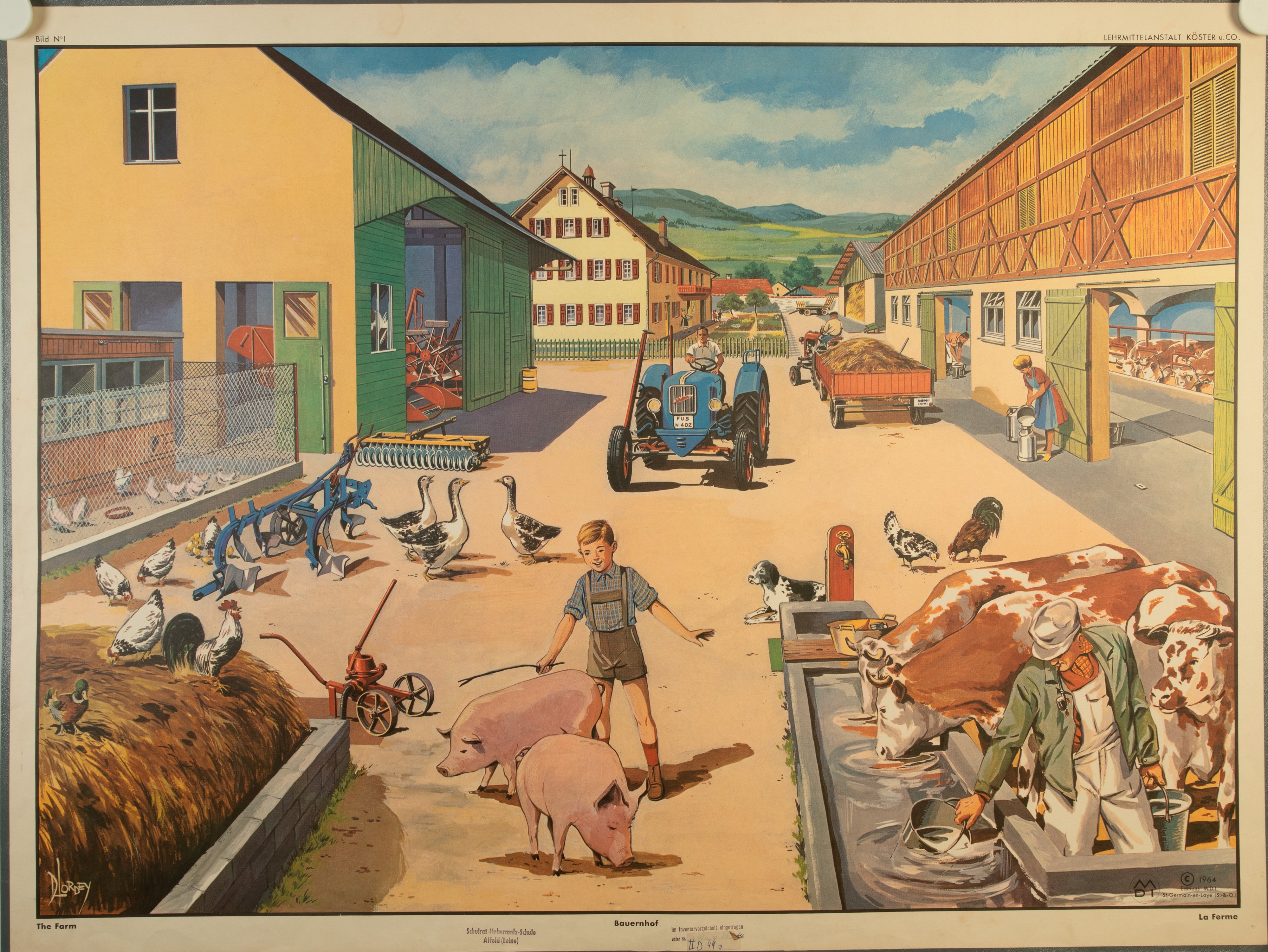 Wandbild eines Bauernhofs (Stiftung Schulmuseum der Universität Hildesheim CC BY-SA)