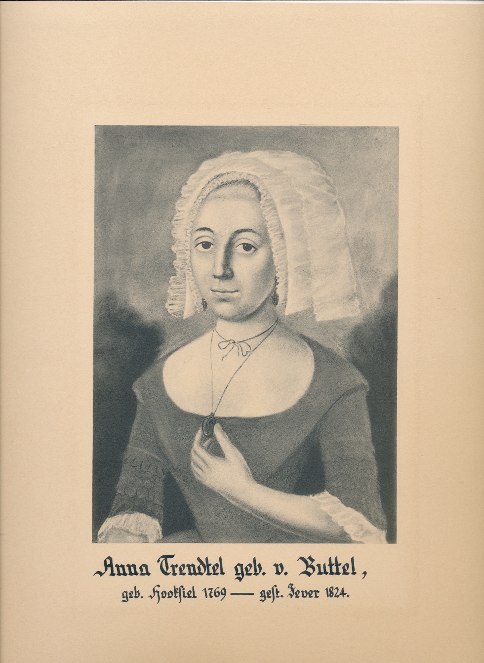 "Anna Trendtel geb. v. Buttel, geb. Hooksiel 1769 - gest. Jever 1824." (Schlossmuseum Jever CC BY-NC-SA)
