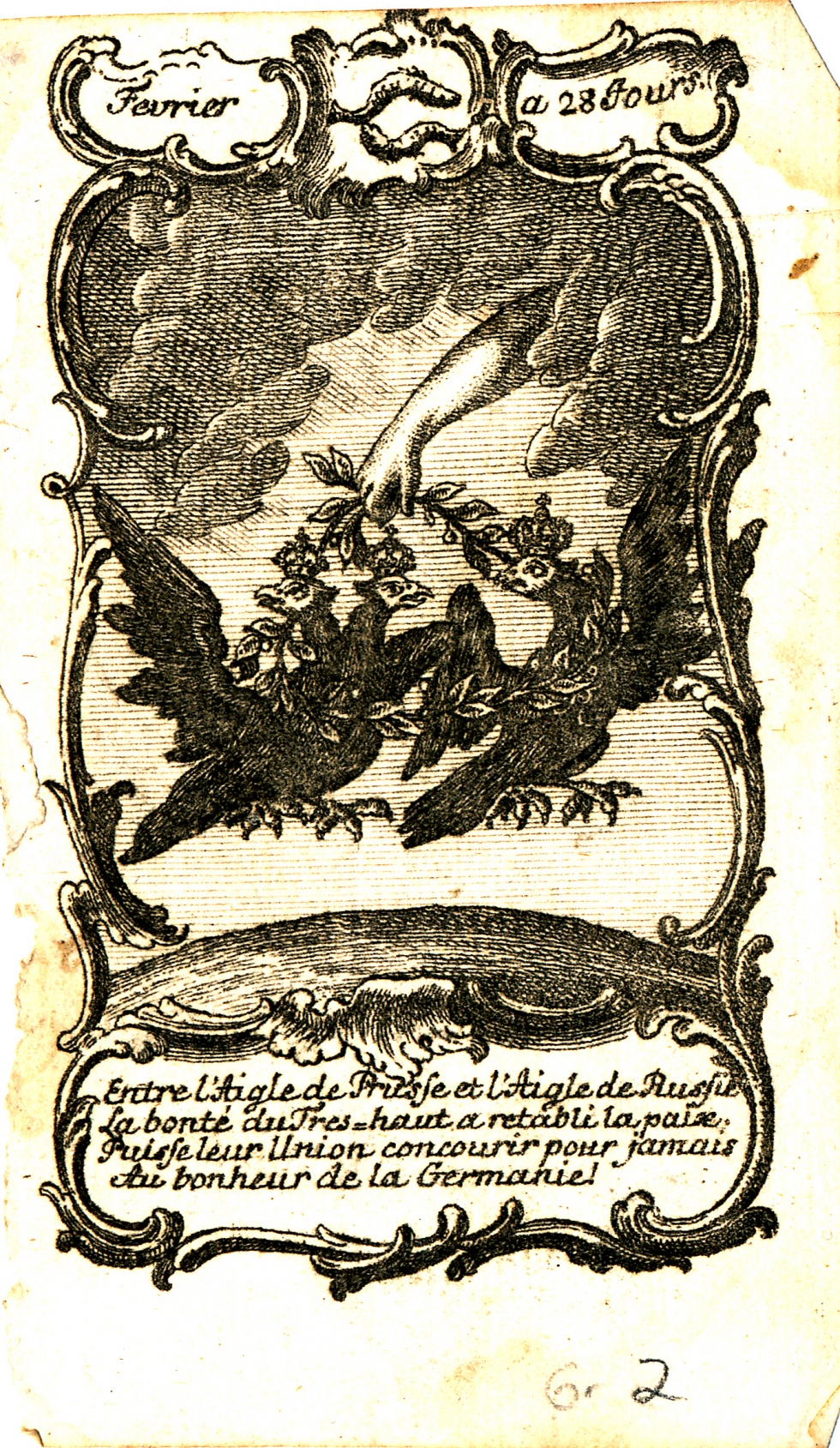 Russischer und preussischer Adler mit Friedenszweig verbunden (Schlossmuseum Jever CC BY-NC-SA)