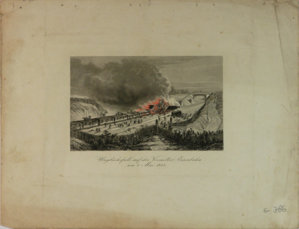 "Eisenbahnunglück auf der Versailler Eisenbahn am 8. Mai 1842" (Schlossmuseum Jever CC BY-NC-SA)